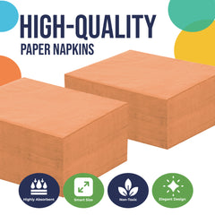 Peach Beverage Napkins | 4.75 in. x 4.75 in. | 50 Count