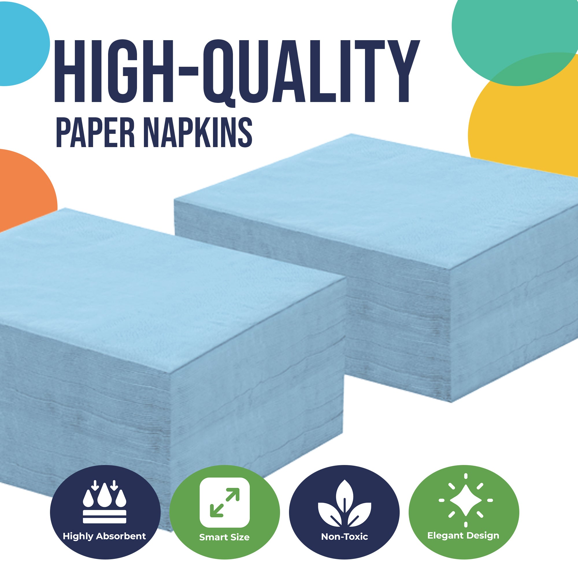 Light Blue Beverage Napkins | 4.75 in. x 4.75 in. | Case of 3600