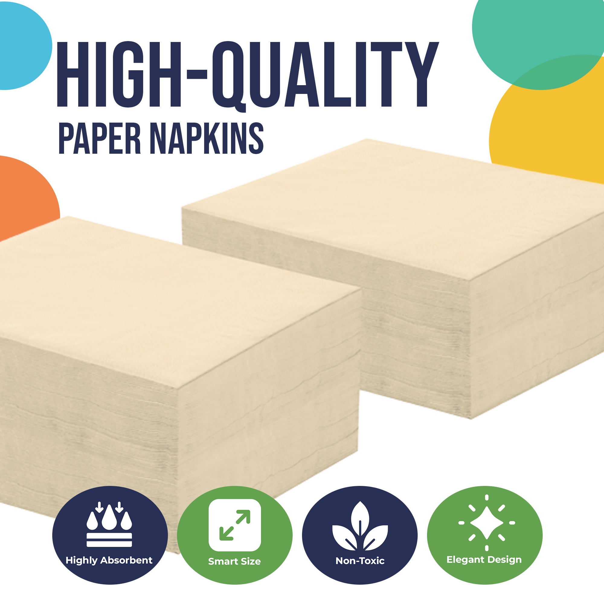 Ivory Beverage Napkins | 4.75 in. x 4.75 in. | 50 Count