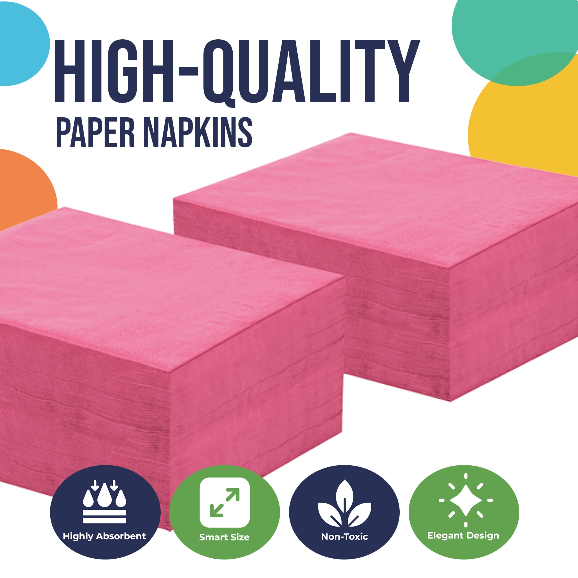 Cerise Beverage Napkins | 4.75 in. x 4.75 in. | 50 Count