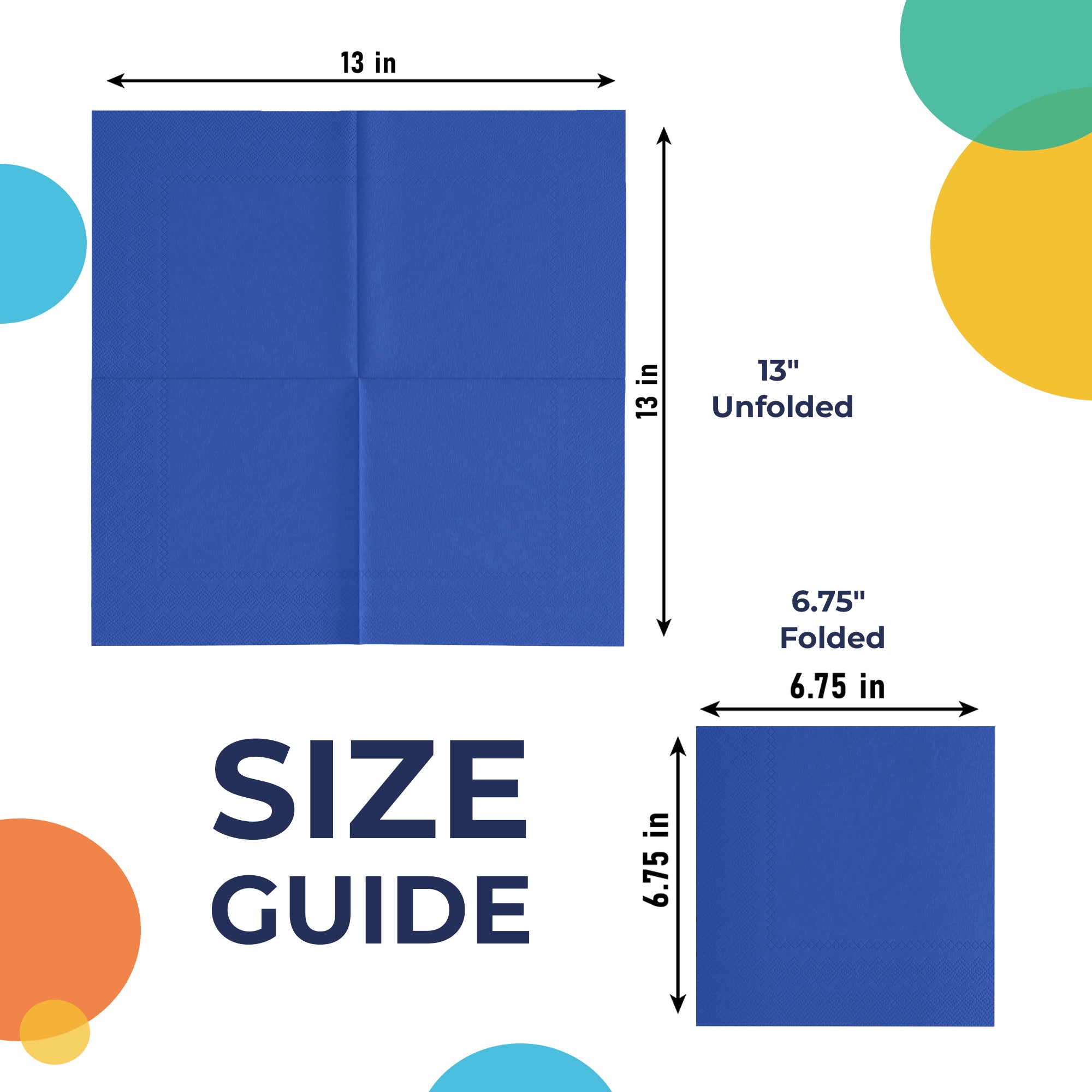 Dark Blue Luncheon Napkins | 6.75 in. X 6.75 in. | 50 Count
