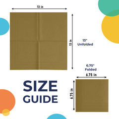 Gold Luncheon Napkins | 6.75 in. x 6.75 in. | 100 Count