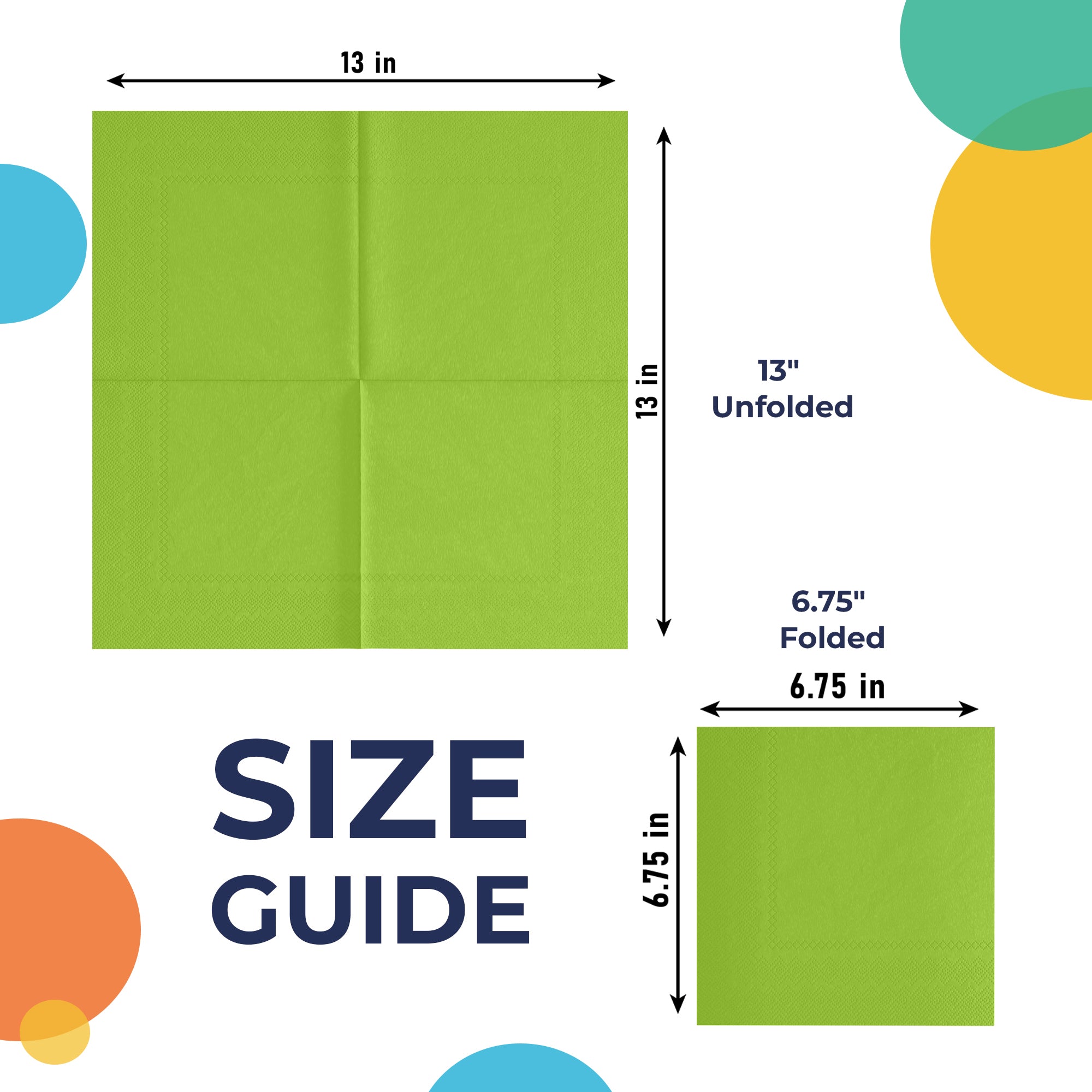 Lime Green Luncheon Napkins | 6.75 in. X 6.75 in. | 50 Count