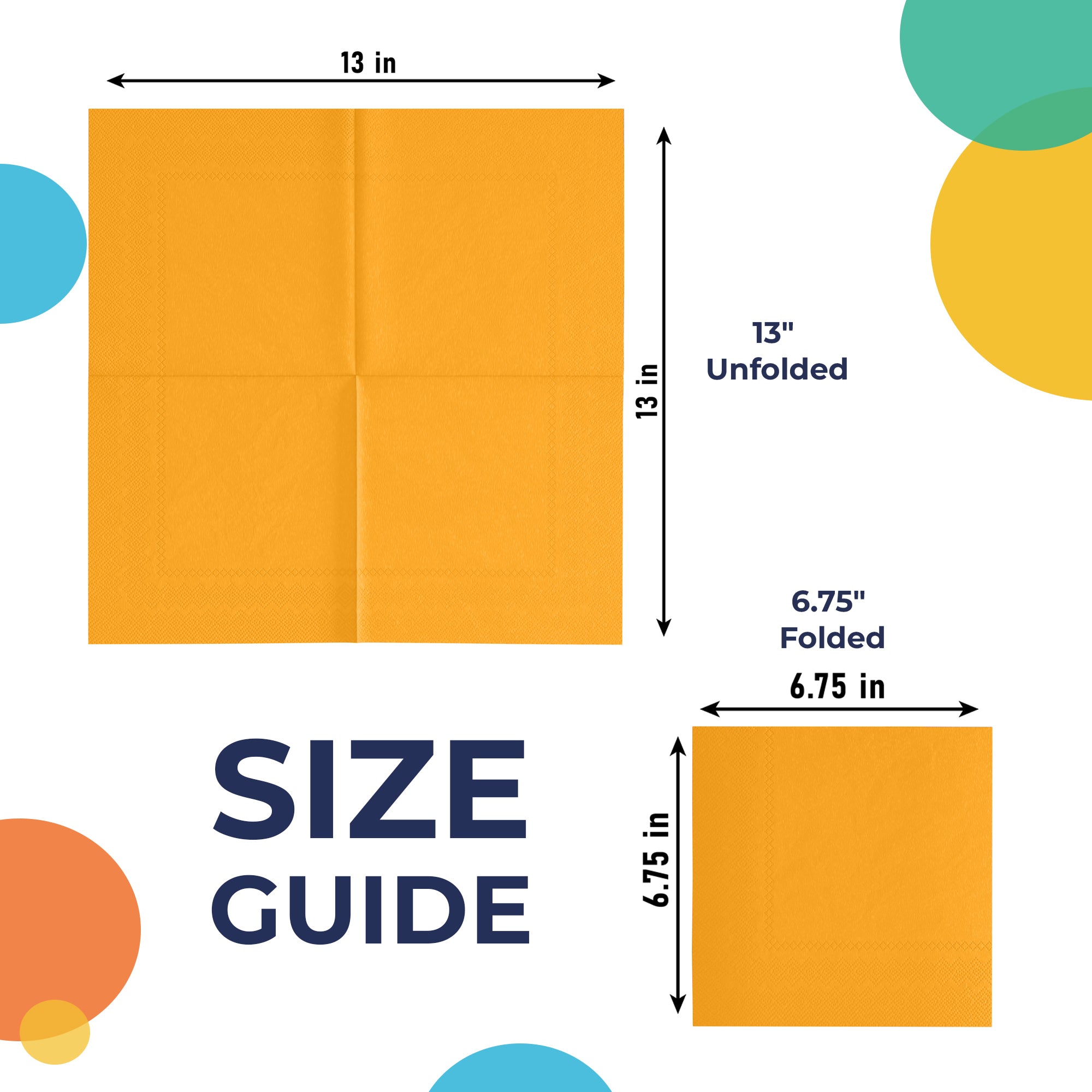 Yellow Luncheon Napkins | 6.75 in. X 6.75 in. | 50 Count