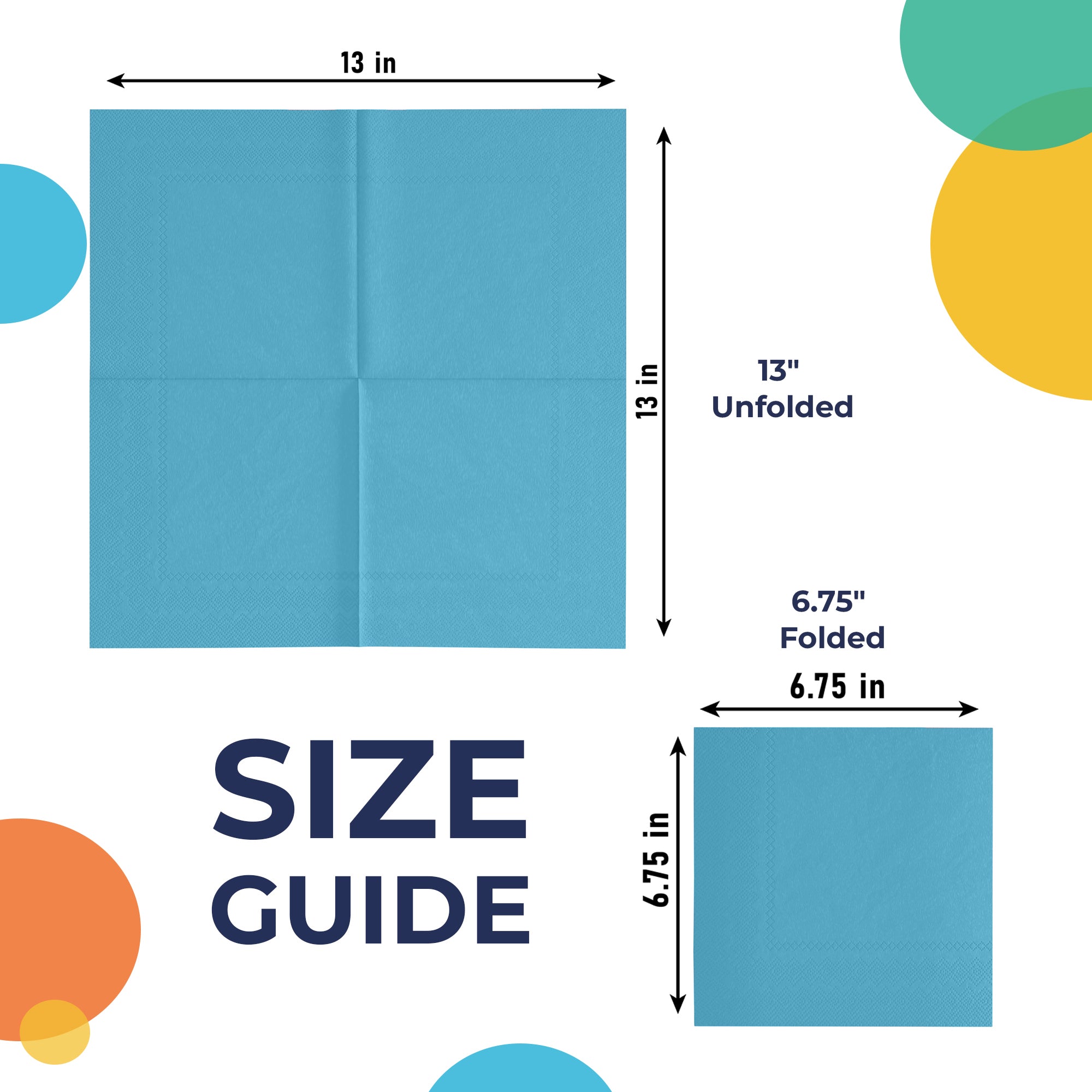 Turquoise Luncheon Napkins | 6.75 in. X 6.75 in. | 50 Count
