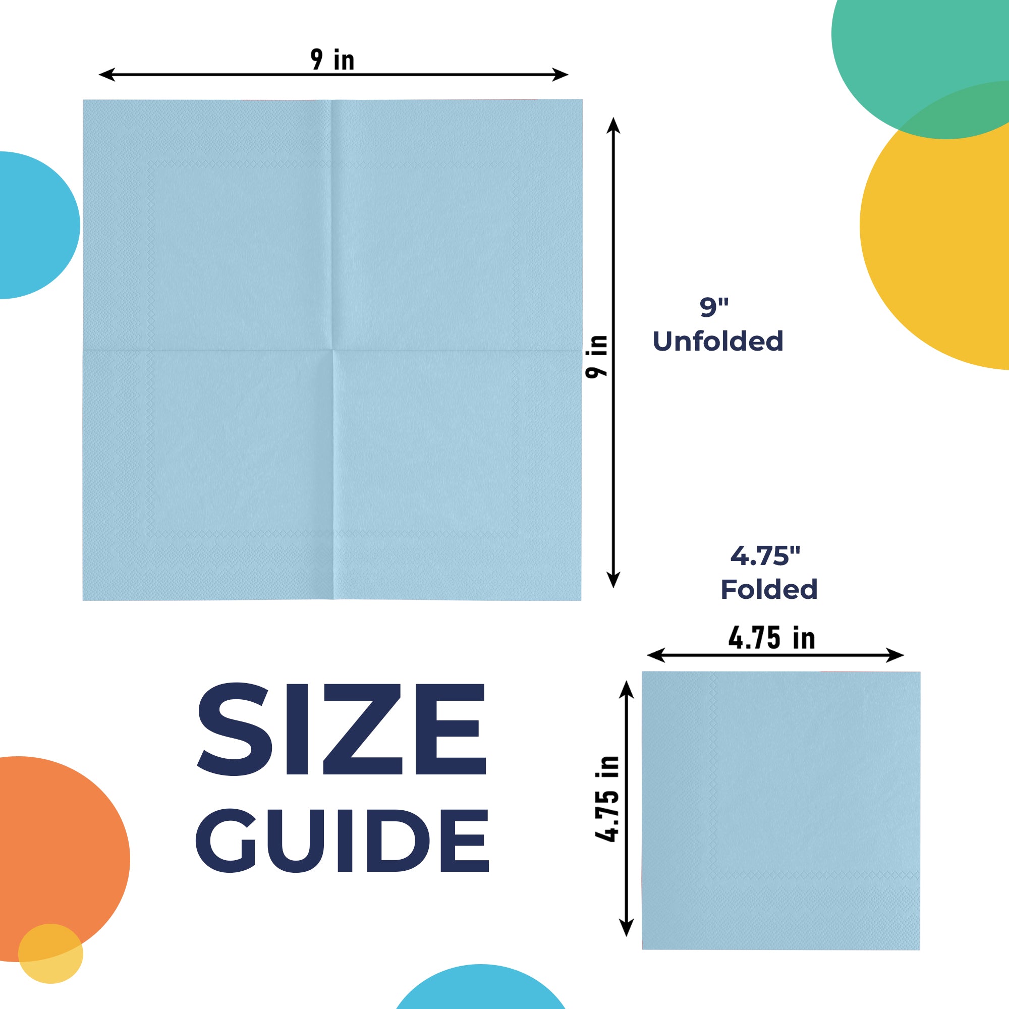 Light Blue Beverage Napkins | 4.75 in. x 4.75 in. | 100 Count
