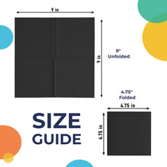 Black Beverage Napkins | 4.75 in. x 4.75 in. | 50 Count
