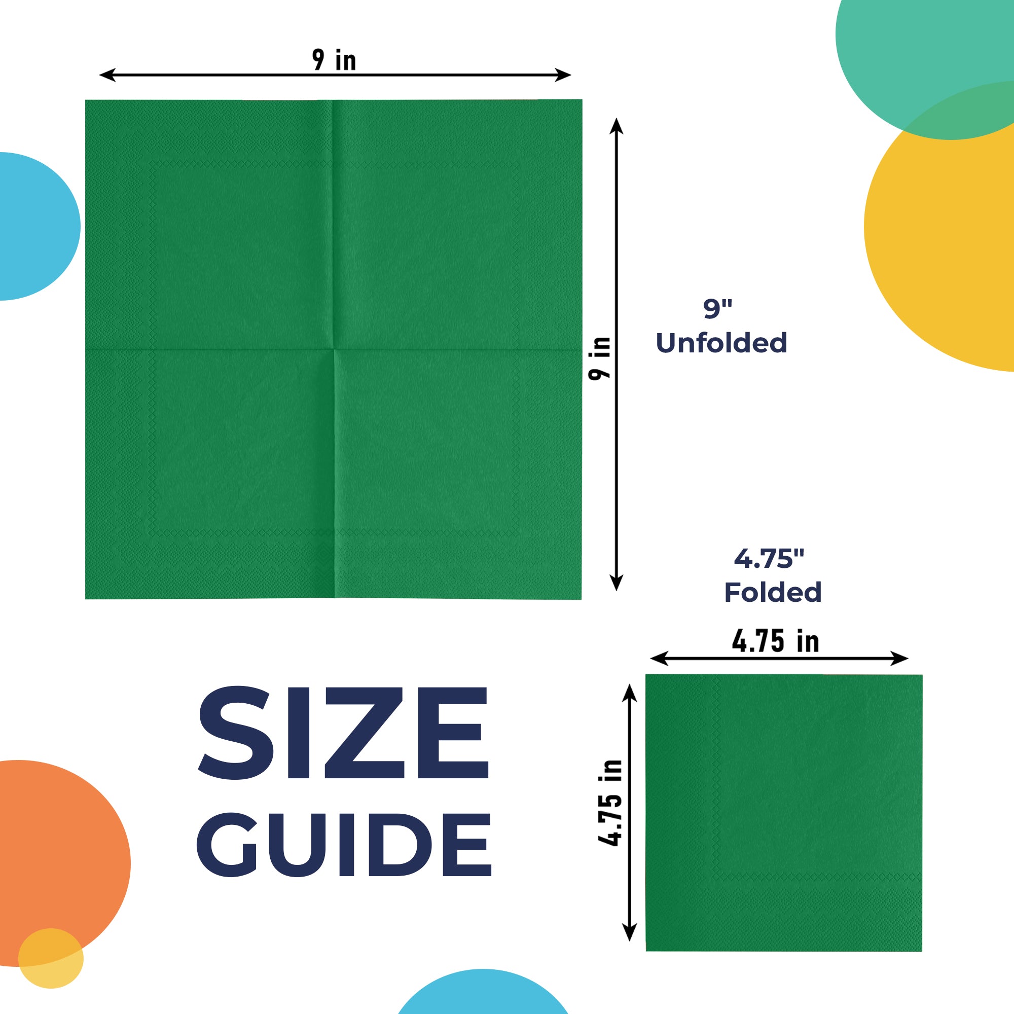 Emerald Green Beverage Napkins | 4.75 in. X 4.75 in. | 50 Count