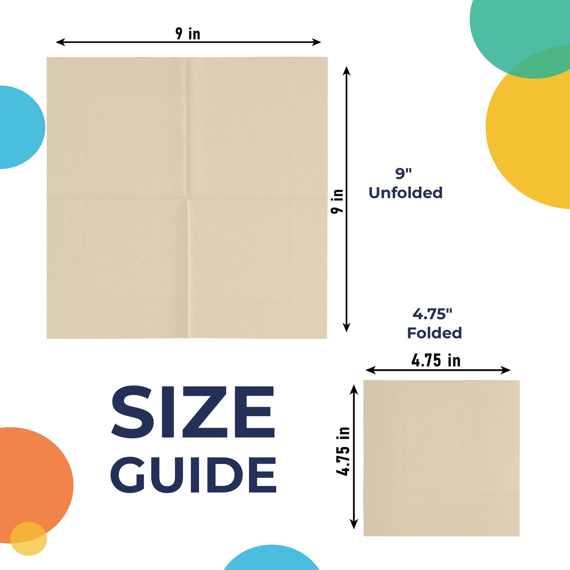 Ivory Beverage Napkins | 4.75 in. x 4.75 in. | 50 Count