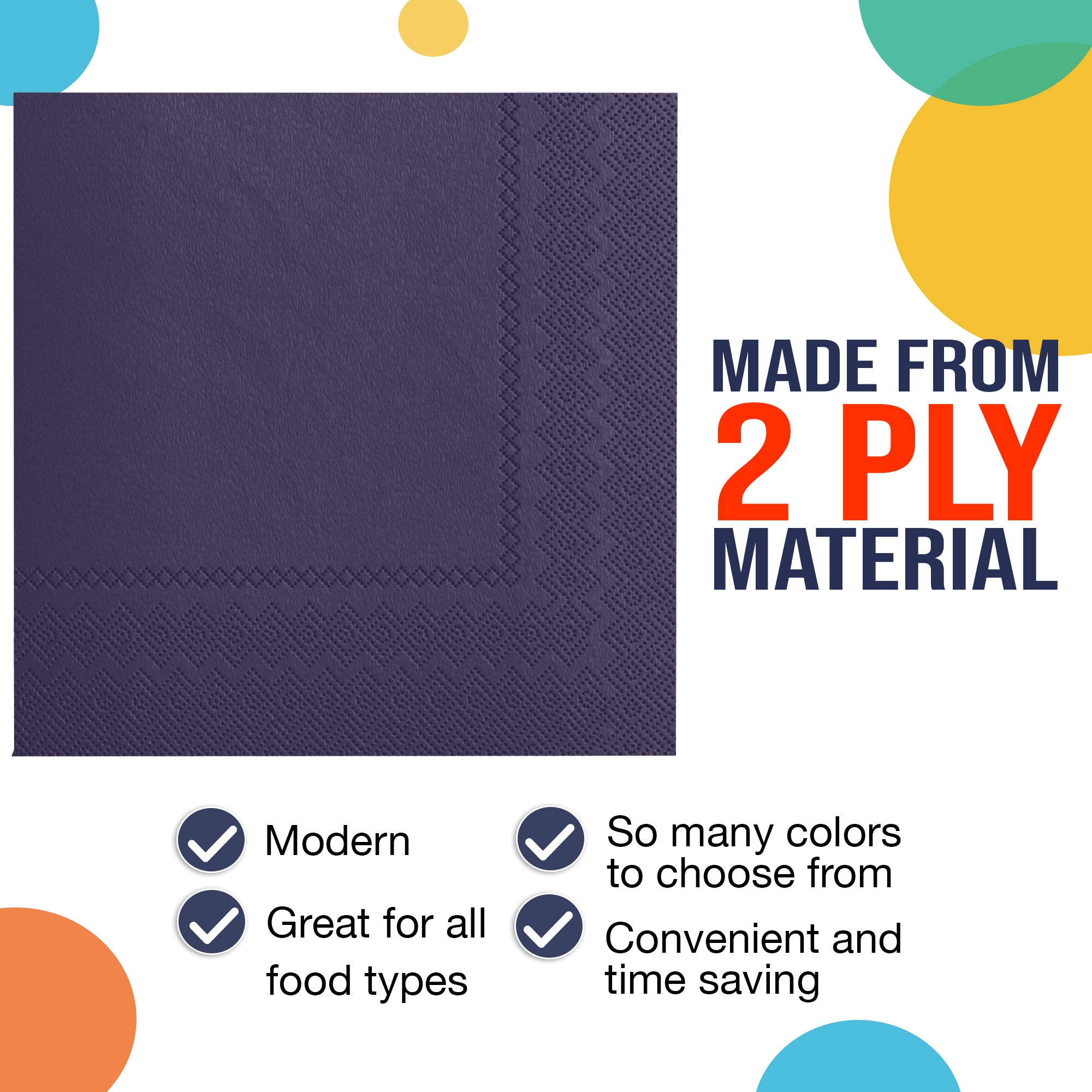 Dark Purple Luncheon Napkins | 6.75 in. X 6.75 in. | 50 Count