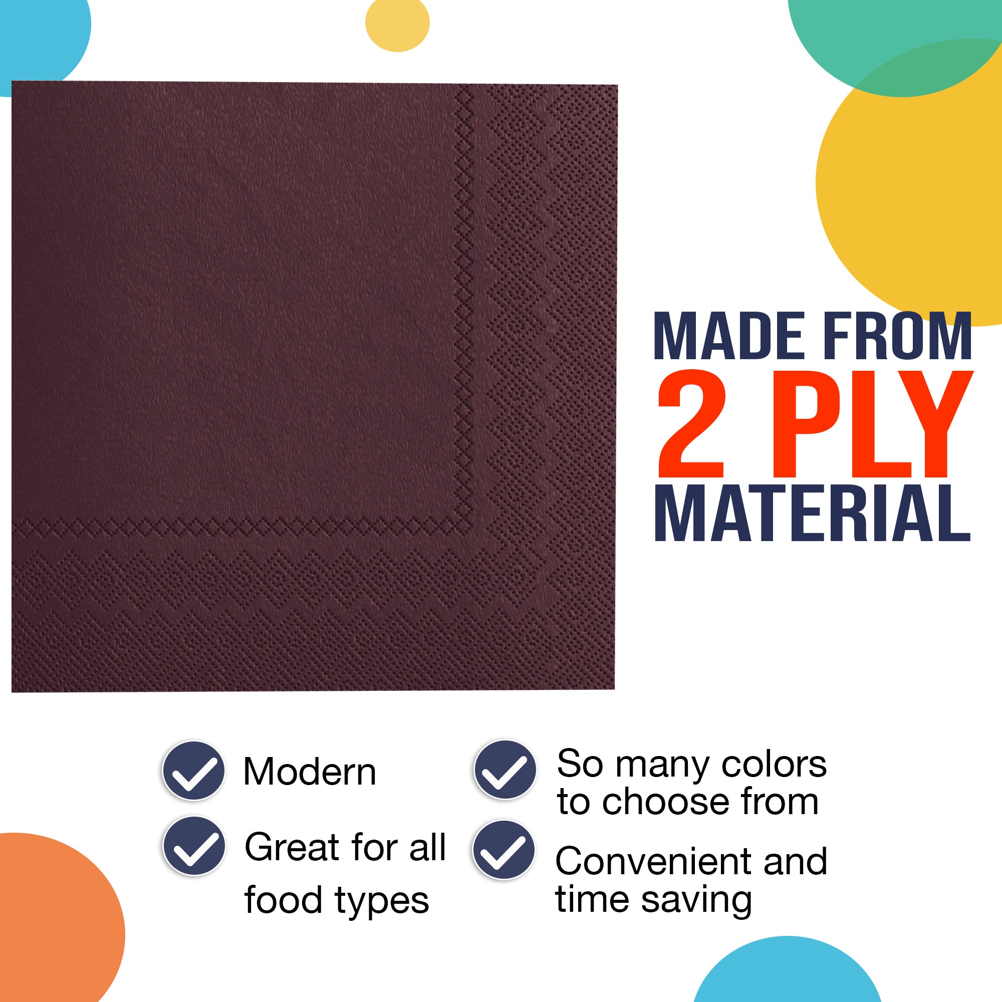 Brown Beverage Napkins | 4.75 in. x 4.75 in. | 50 Count
