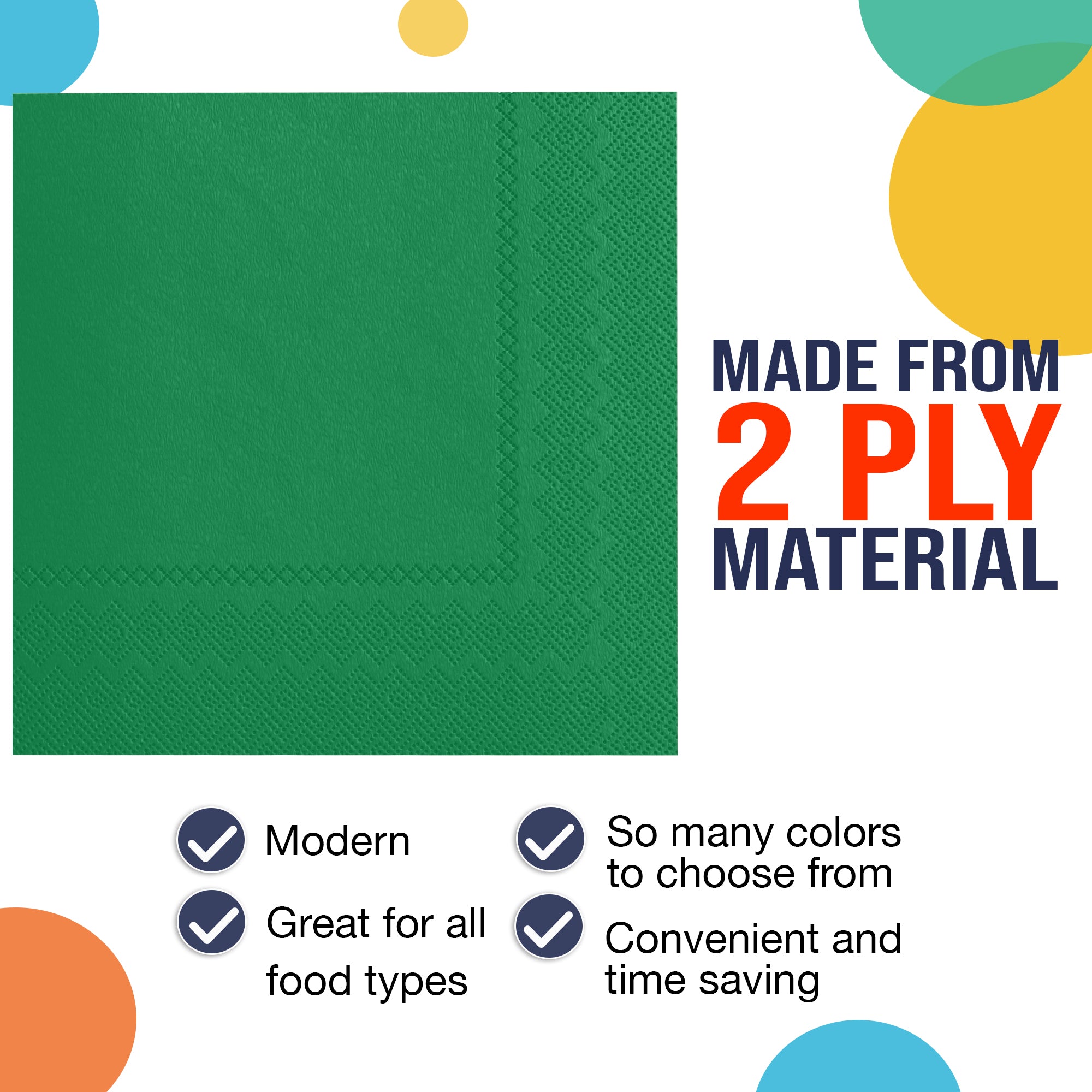 Emerald Green Beverage Napkins | 4.75 in. X 4.75 in. | 50 Count