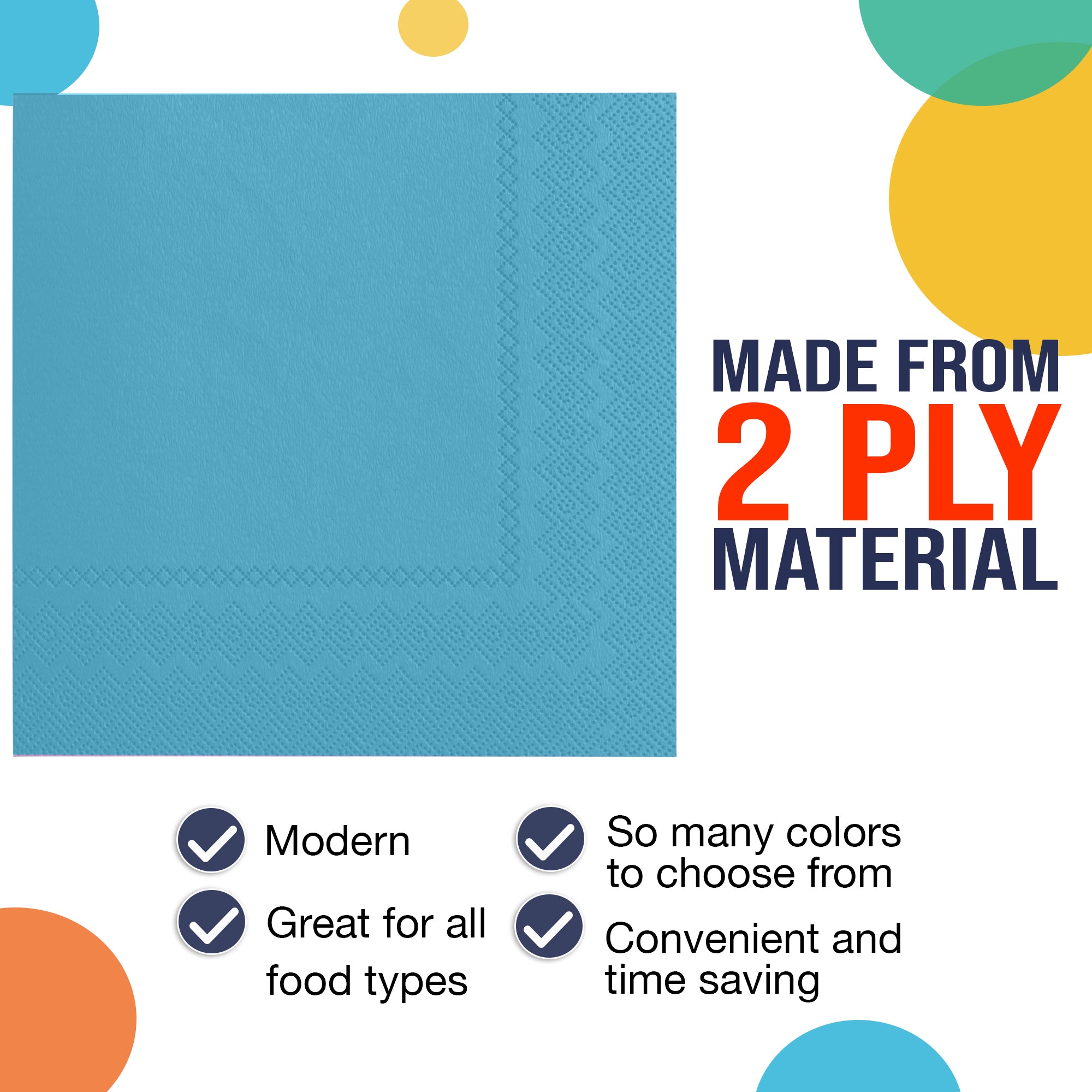 Turquoise Luncheon Napkins | 6.75 in. X 6.75 in. | 50 Count