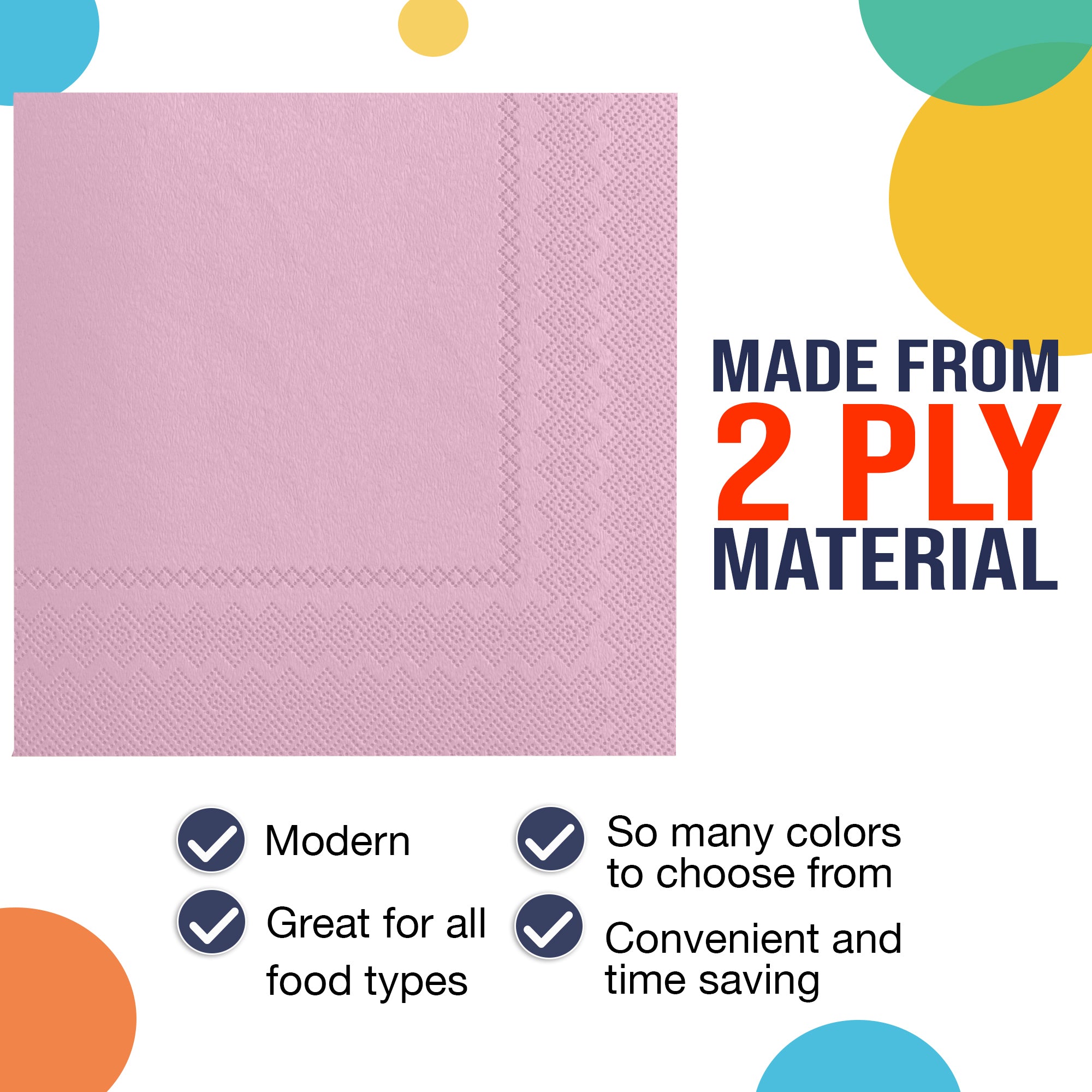 Pink Beverage Napkins | 4.75 in. x 4.75 in. | 50 Count