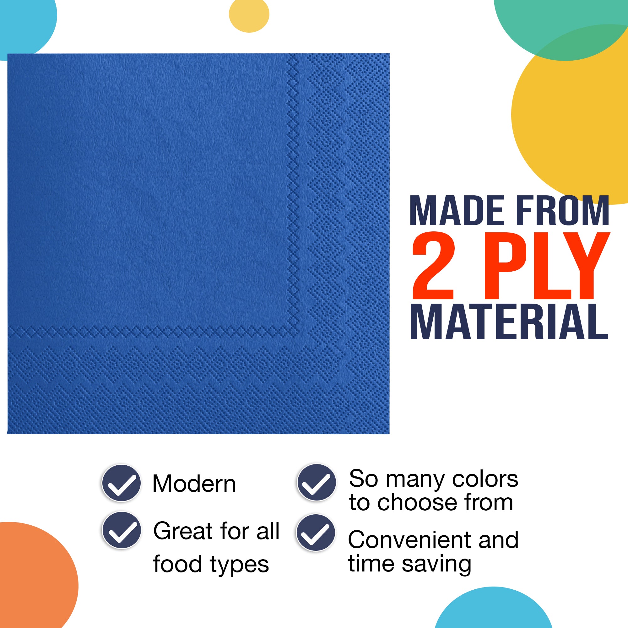 Dark Blue Luncheon Napkins | 6.75 in. X 6.75 in. | 50 Count