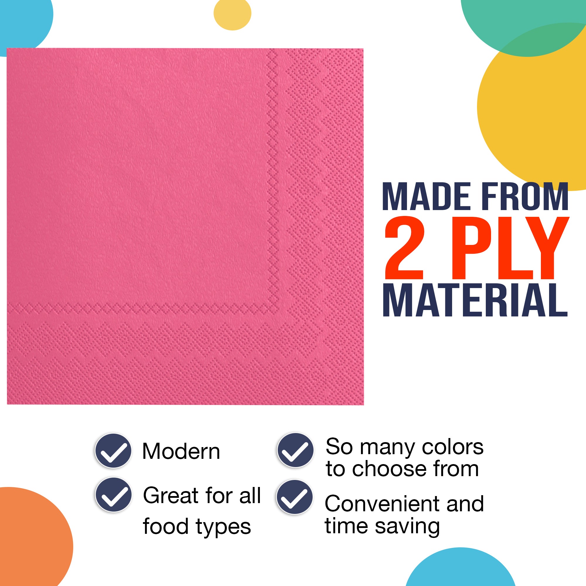 Cerise Luncheon Napkins | 6.75 in. X 6.75 in. | 50 Count