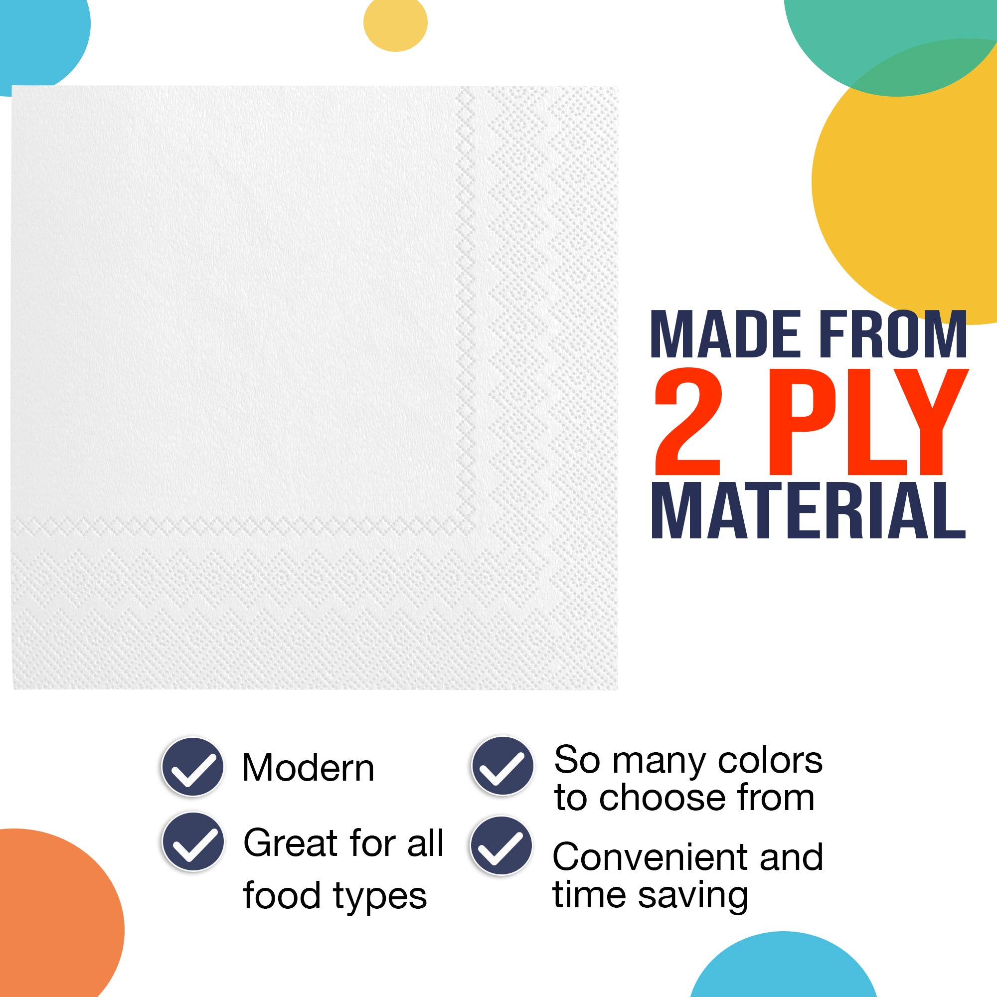 White Beverage Napkins | 4.75 in. x 4.75 in. | 50 Count