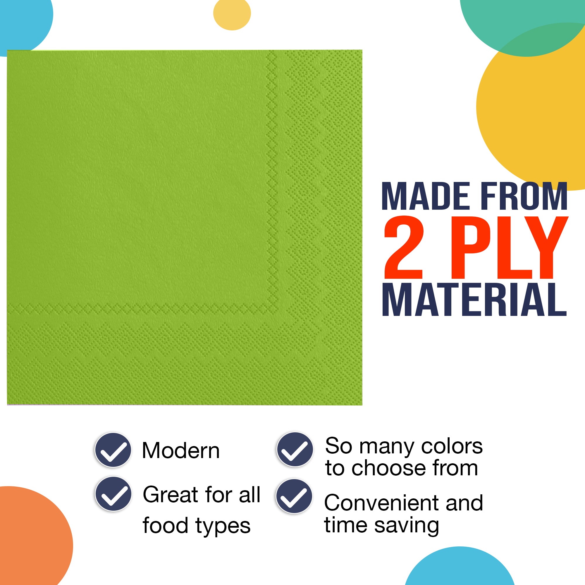 Lime Green Luncheon Napkins | 6.75 in. X 6.75 in. | 50 Count