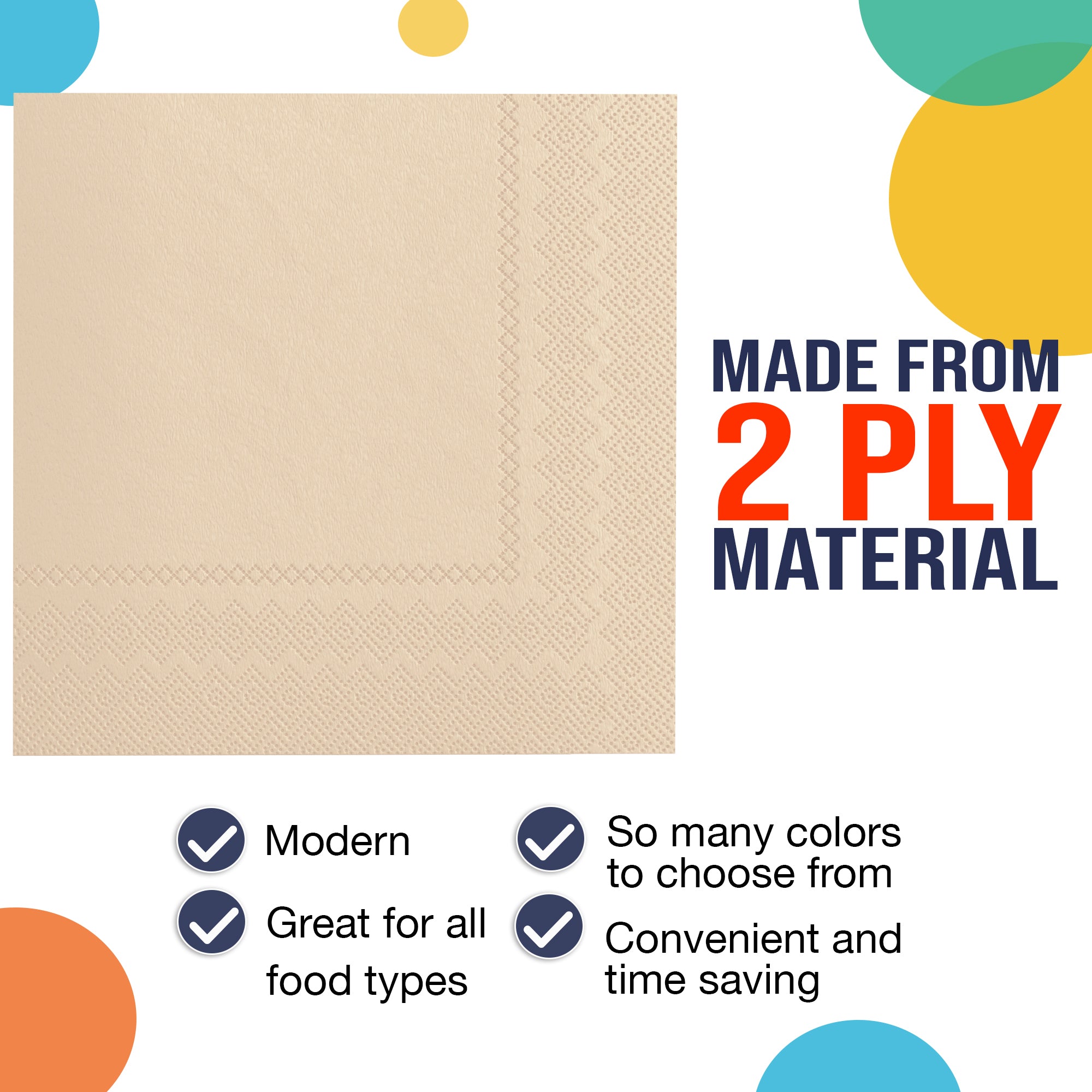 Ivory Beverage Napkins | 4.75 in. x 4.75 in. | 50 Count