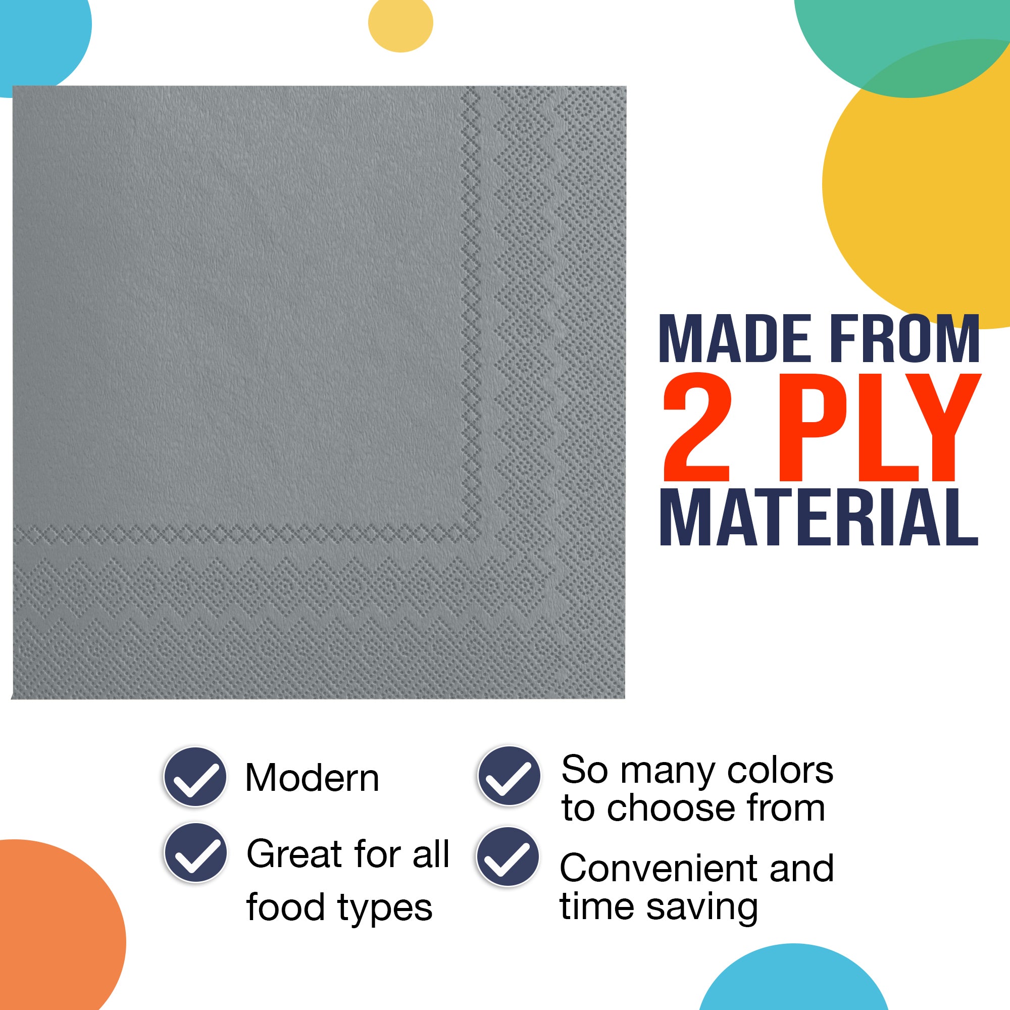 Silver Luncheon Napkins | 6.75 in. x 6.75 in. | 100 Count