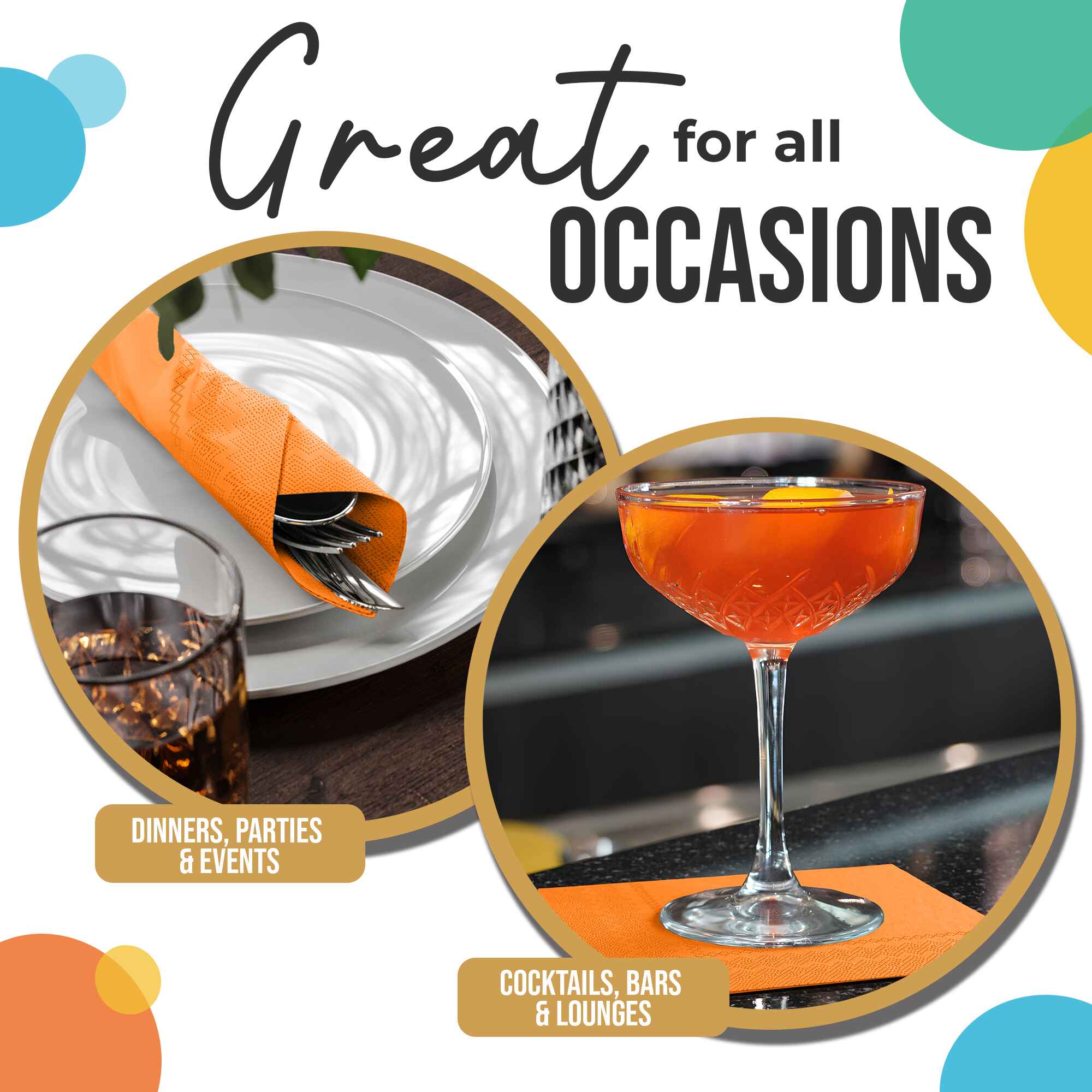 Orange Beverage Napkins | 50 Count