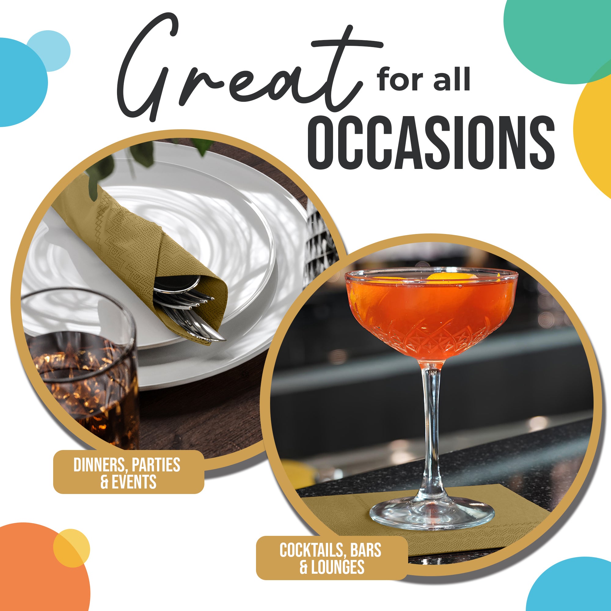 Gold Beverage Napkins | 4.75 in. x 4.75 in. | 50 Count