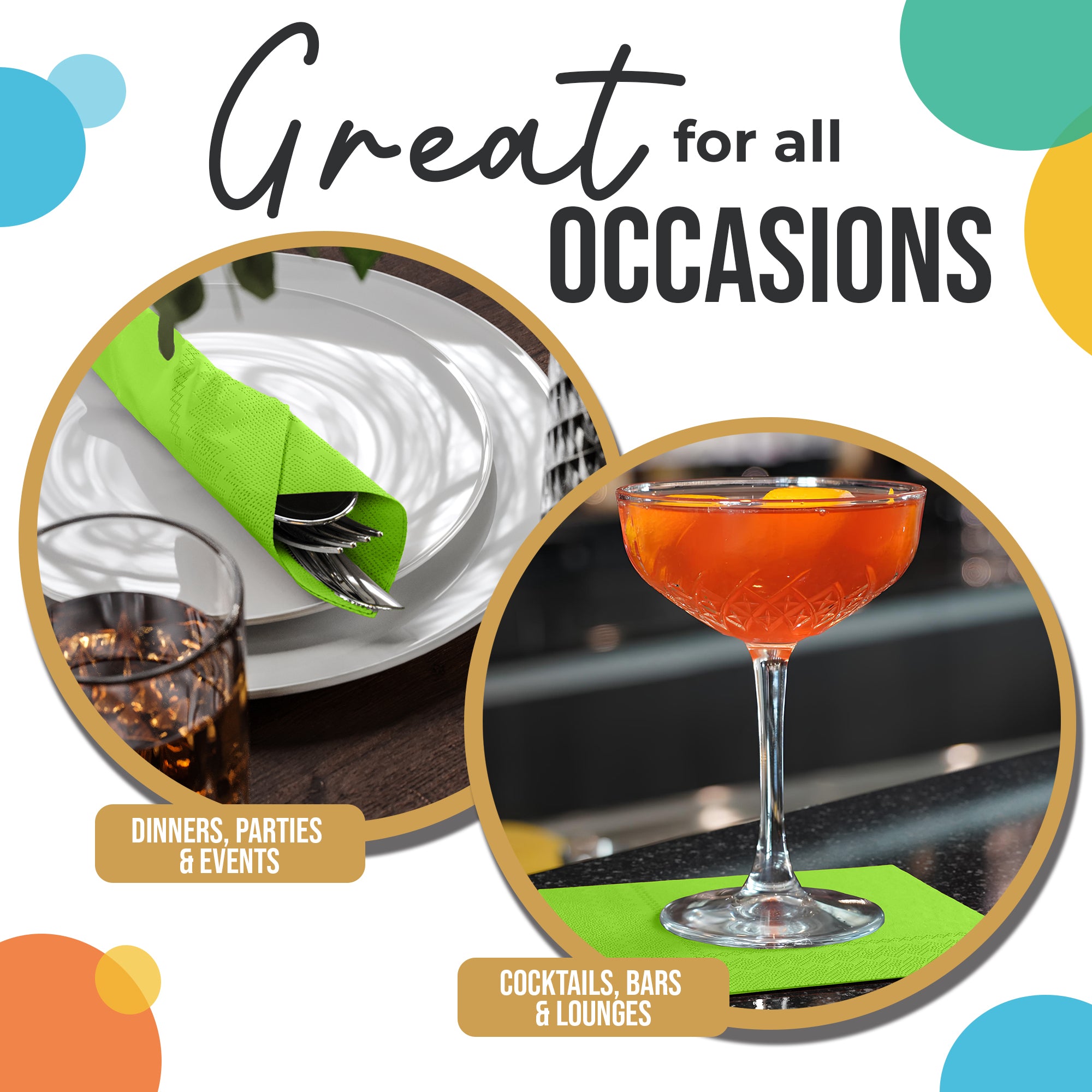 Lime Green Beverage Napkins | 4.75 in. x 4.75 in. | 50 Count