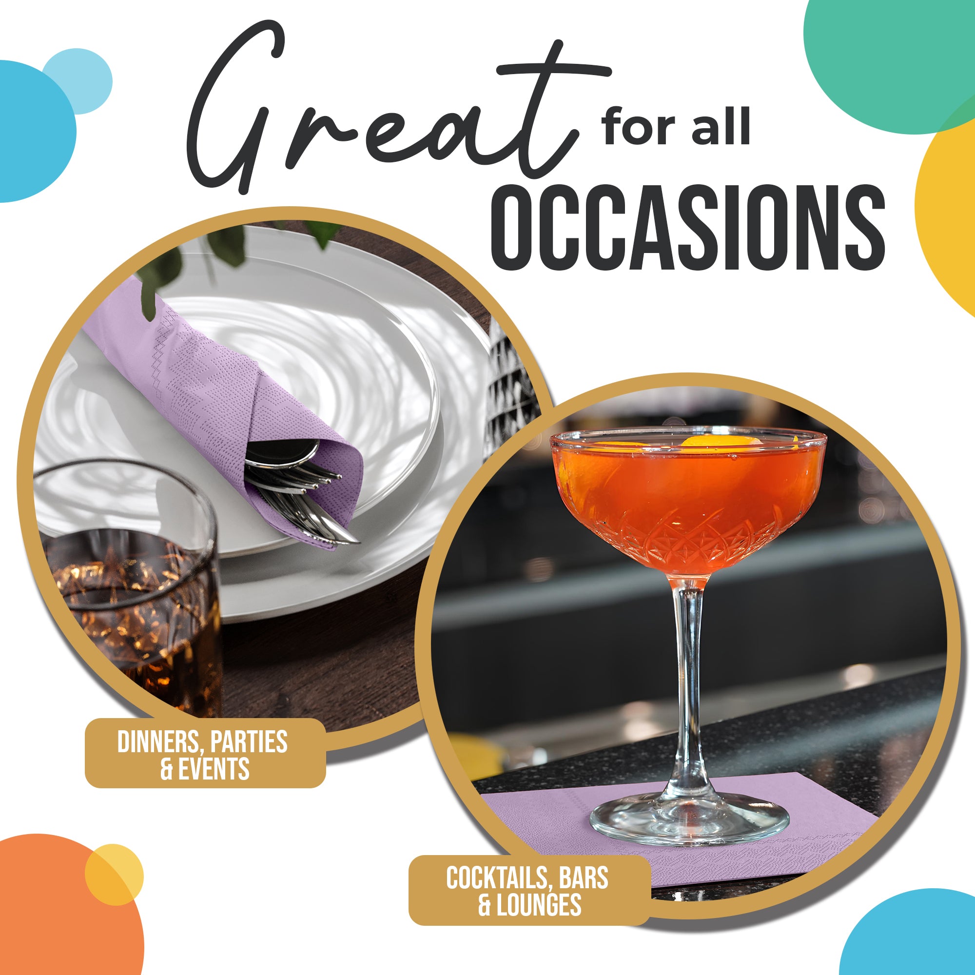 Lavender Beverage Napkins | 4.75 in. x 4.75 in. | Case of 3600