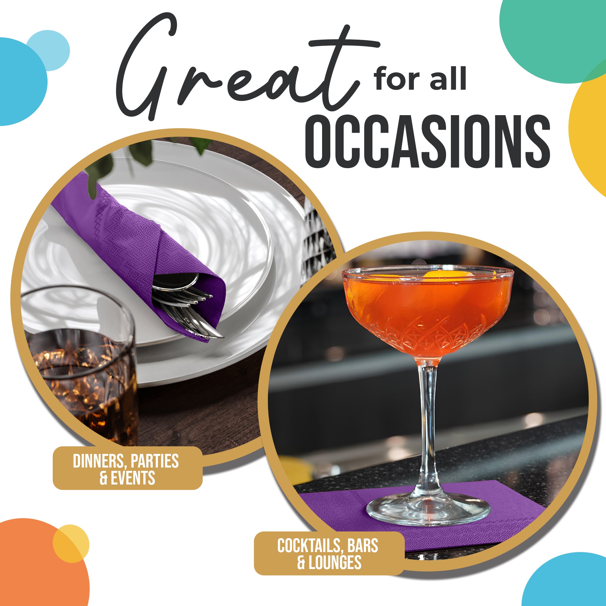Purple Beverage Napkins | 4.75 in. x 4.75 in. | 50 Count