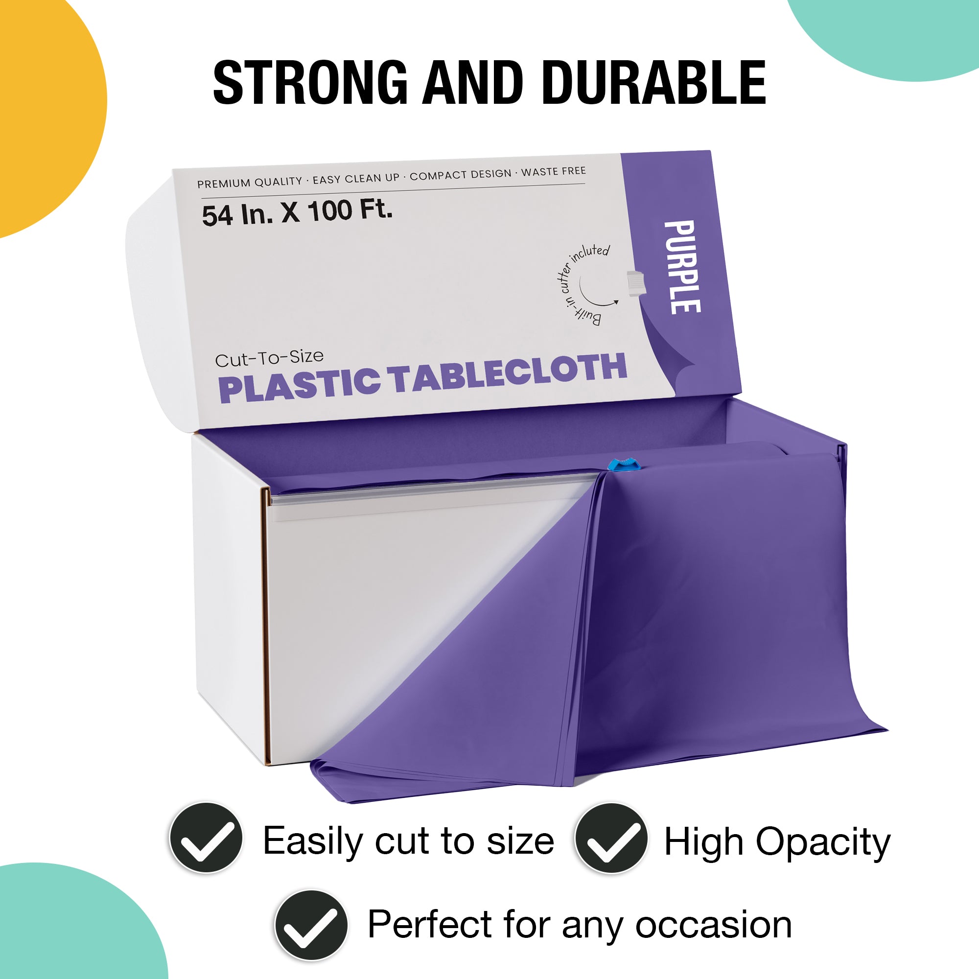 54 in. x 100 Ft. Cut To Size Table Roll  | Purple | Case of 6