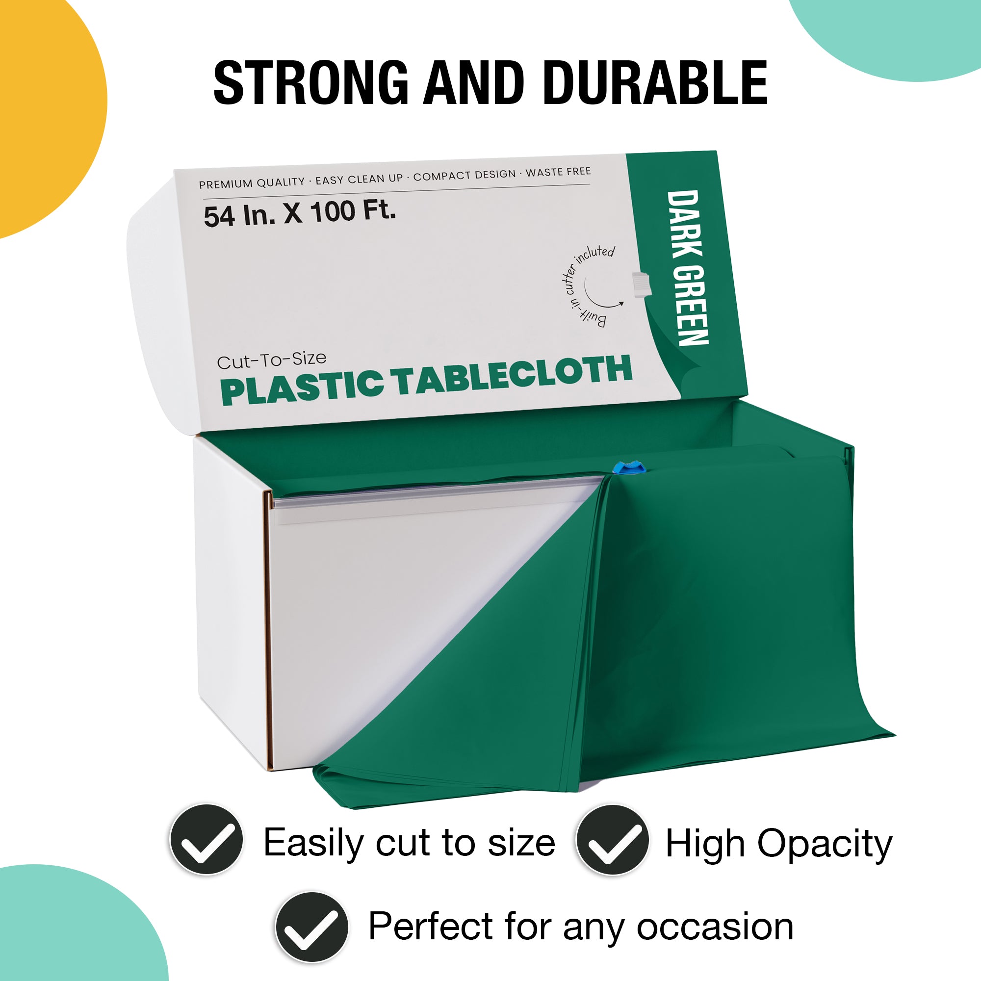 54 in. x 100 Ft. Cut To Size Table Roll | Dark Green