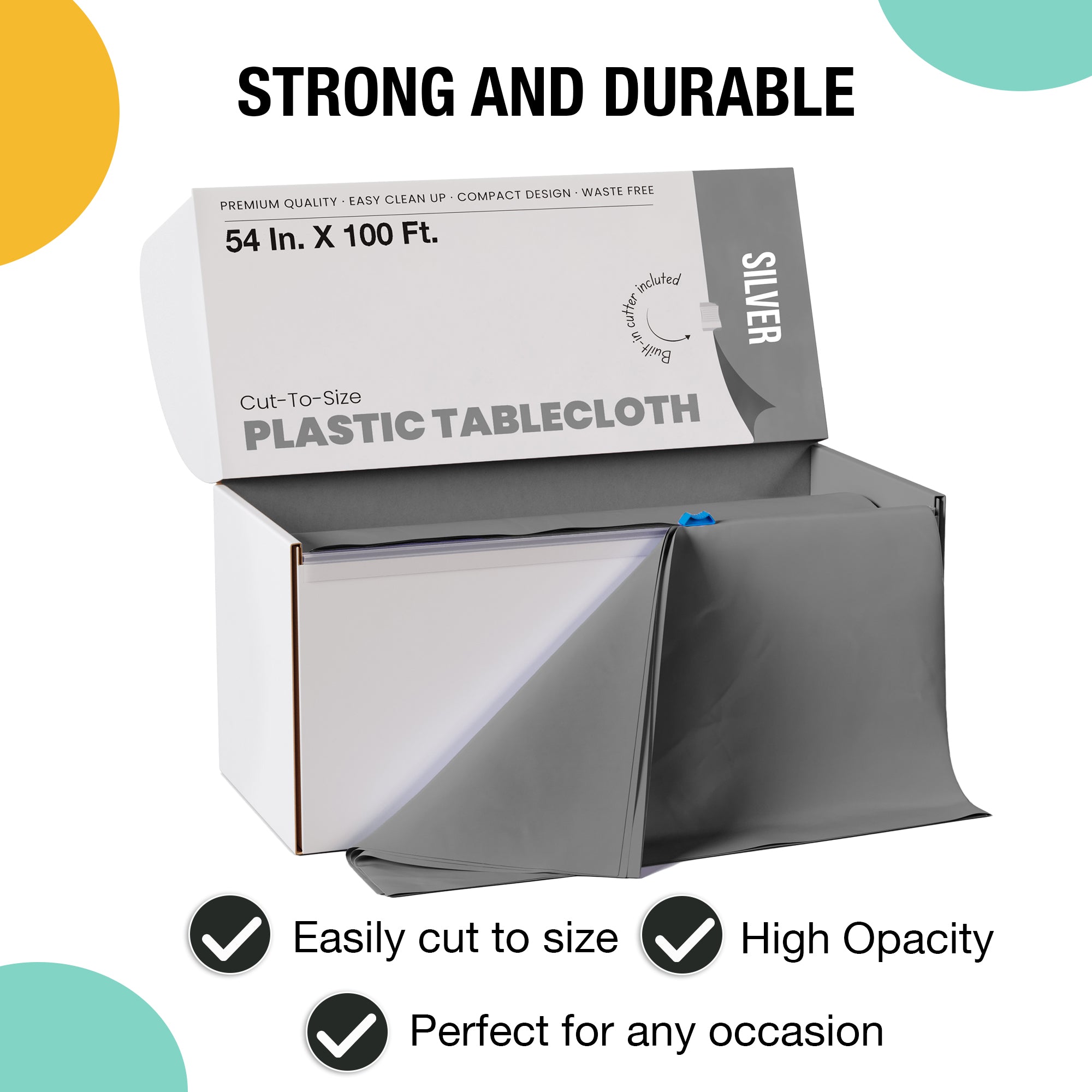 54 in. x 100 Ft. Cut To Size Table Roll  | Silver | Case of 6