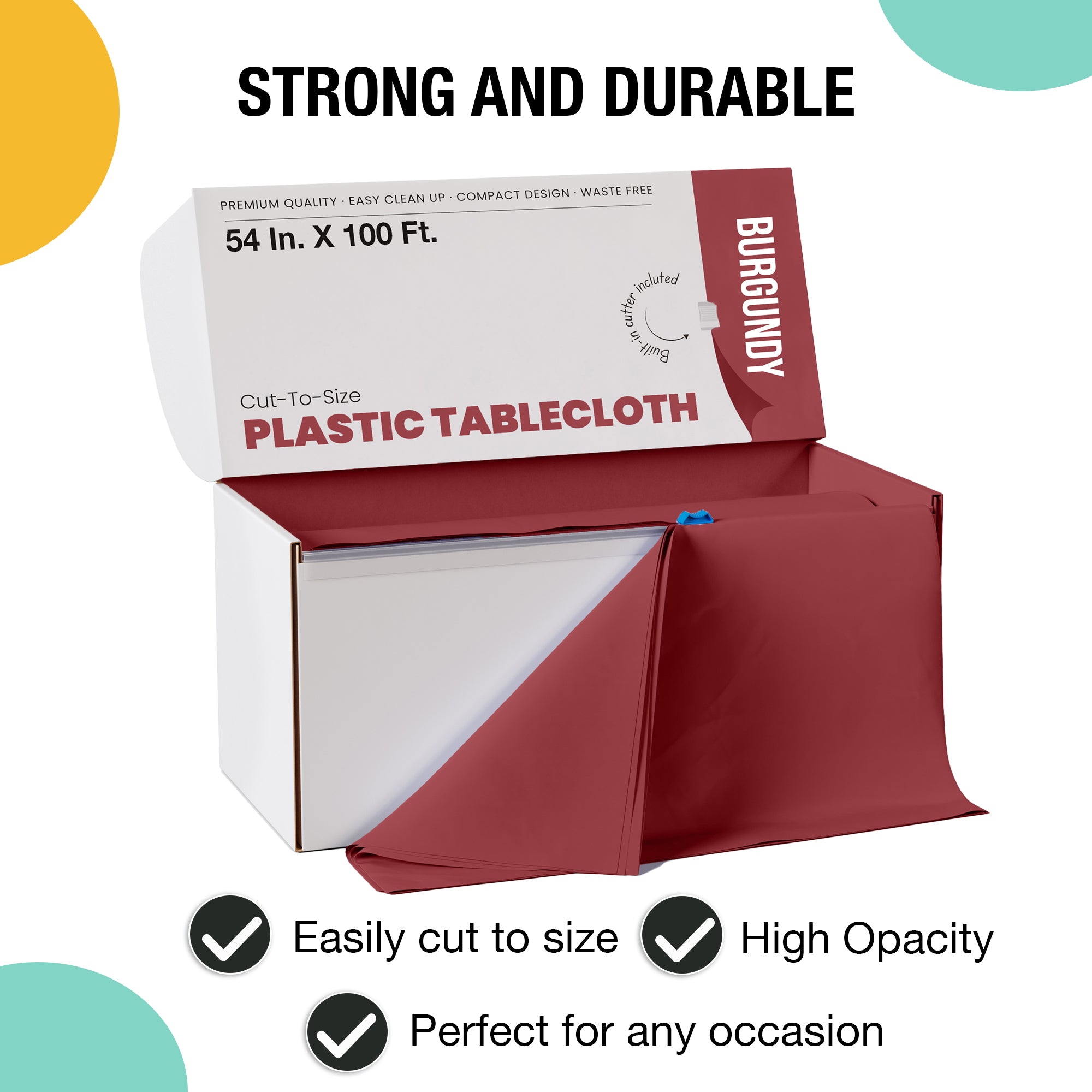 54 in. x 100 Ft. Cut To Size Table Roll | Burgundy
