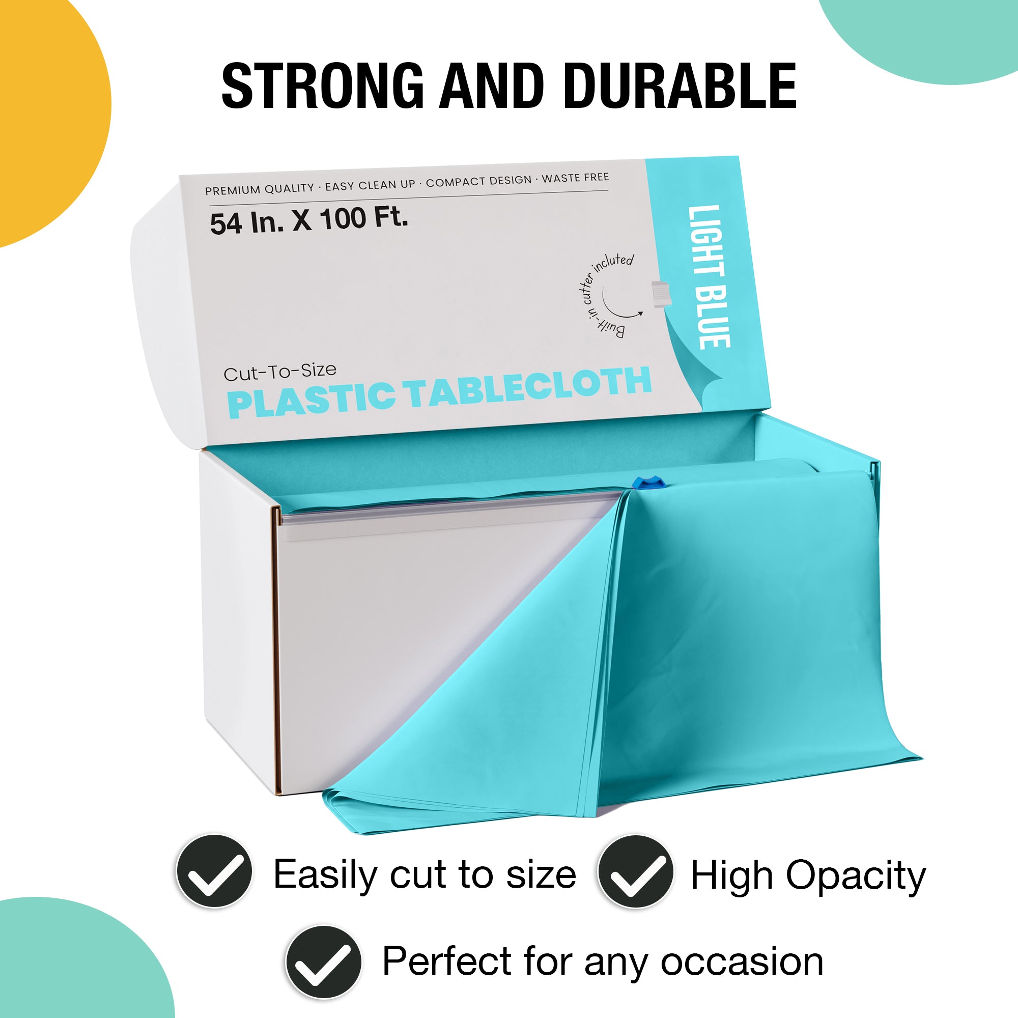 54 in. x 100 Ft. Cut To Size Table Roll | Light Blue
