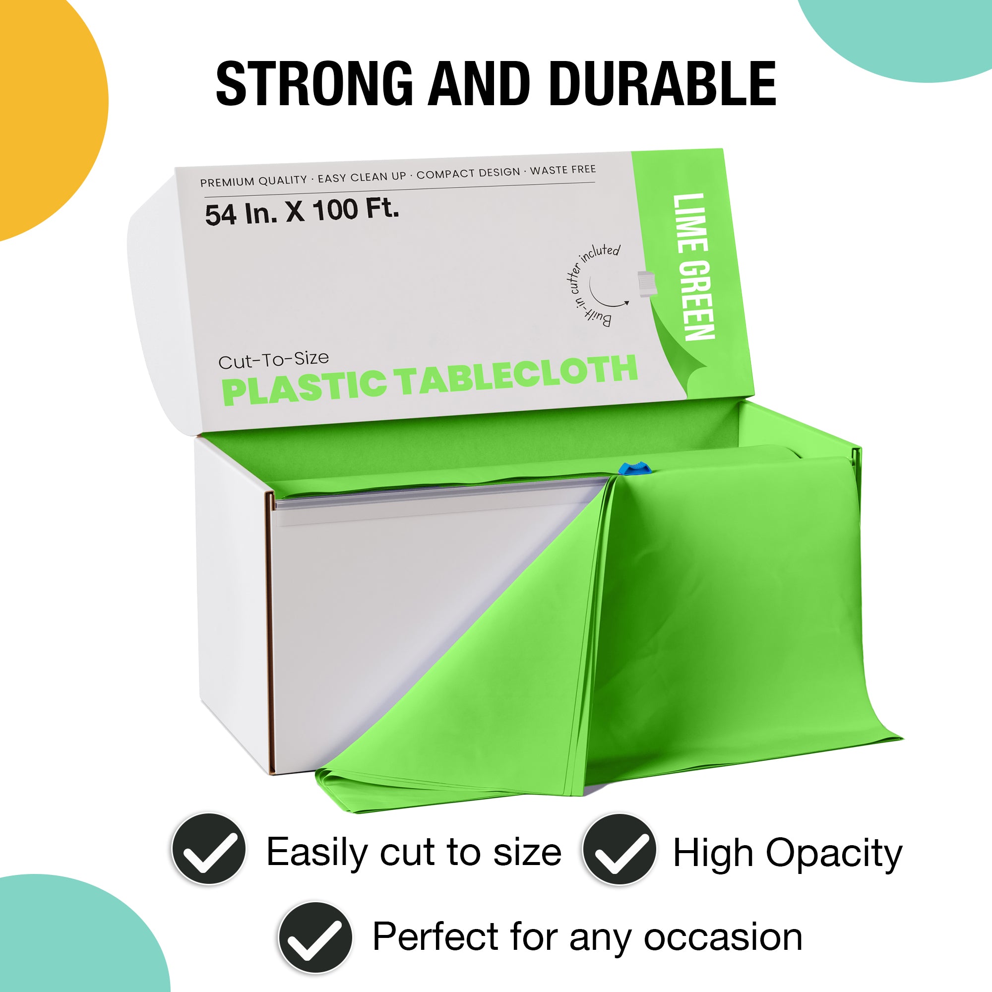 54 in. x 100 Ft. Cut To Size Table Roll  | Lime Green | Case of 6