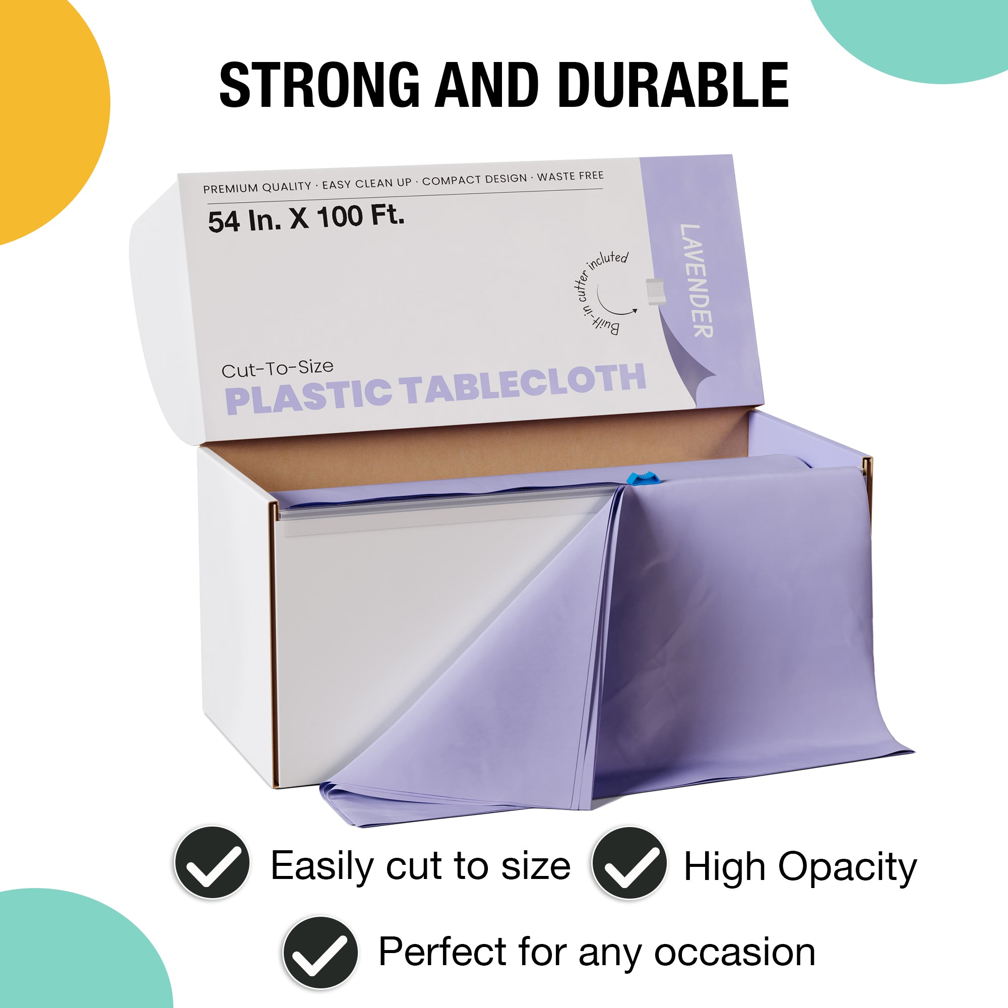 54 in. x 100 Ft. Cut To Size Table Roll  | Lavender | Case of 6