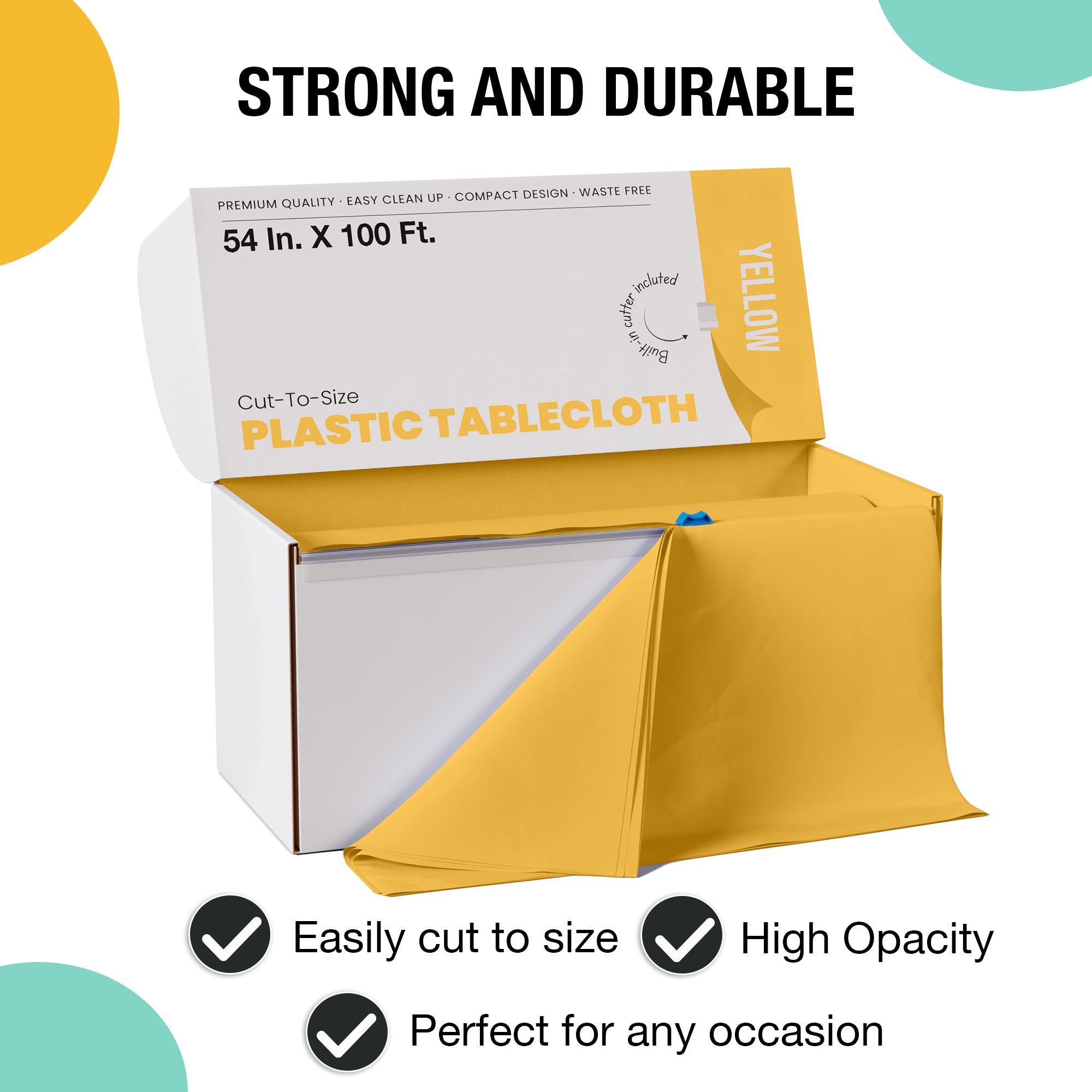 54 in. x 100 Ft. Cut To Size Table Roll  | Yellow | Case of 6