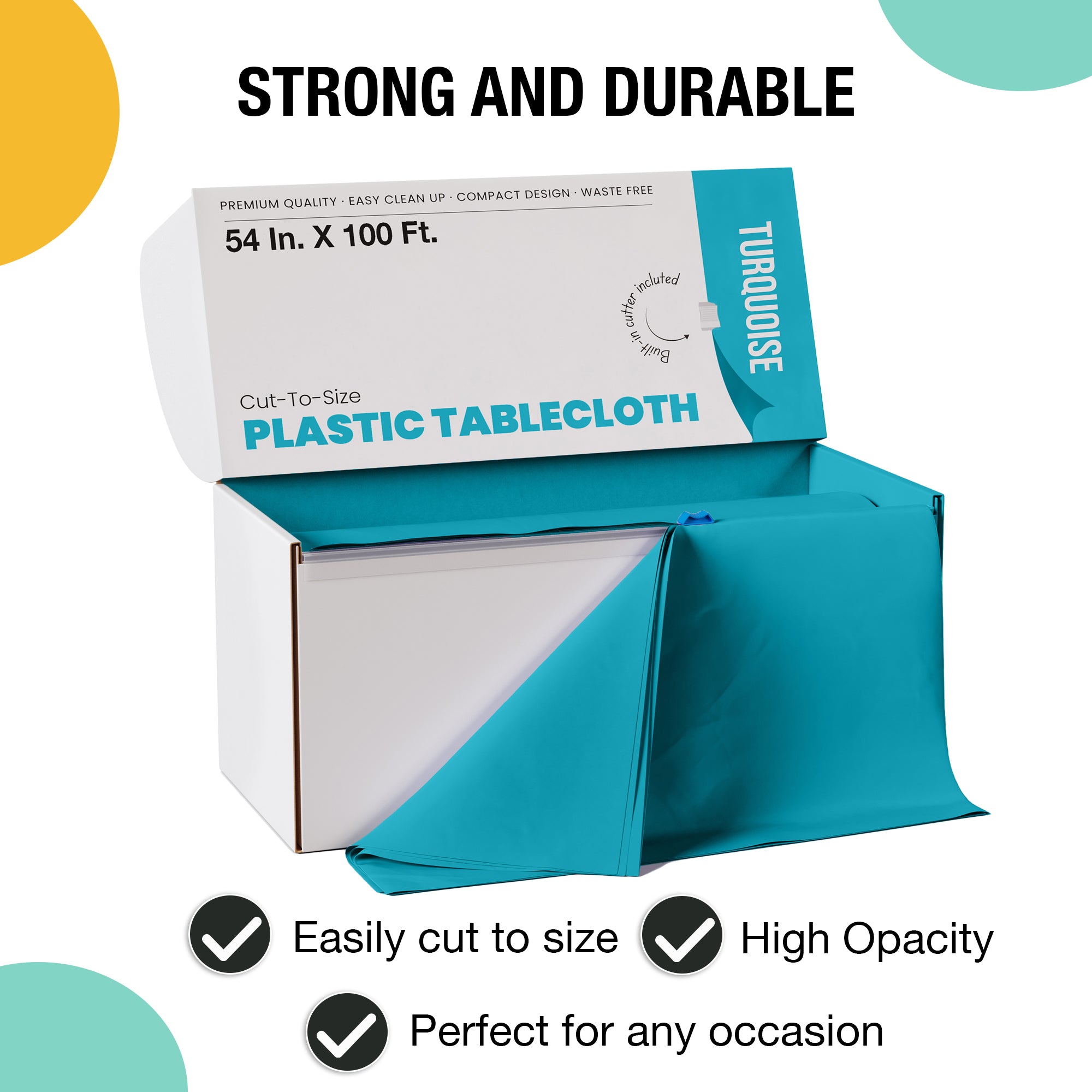 54 in. x 100 Ft. Cut To Size Table Roll | Turquoise