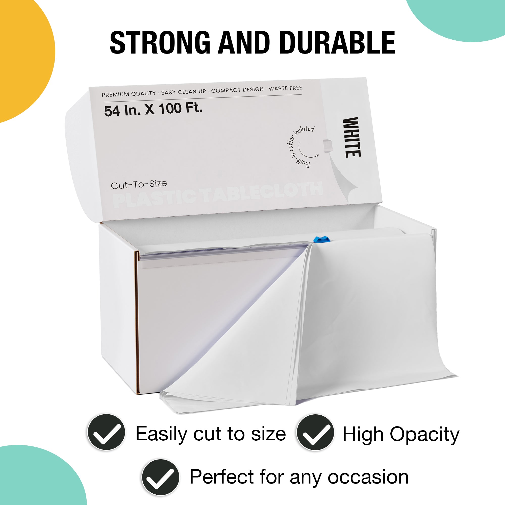 54 in. x 100 Ft. Cut To Size Table Roll  | White | Case of 6