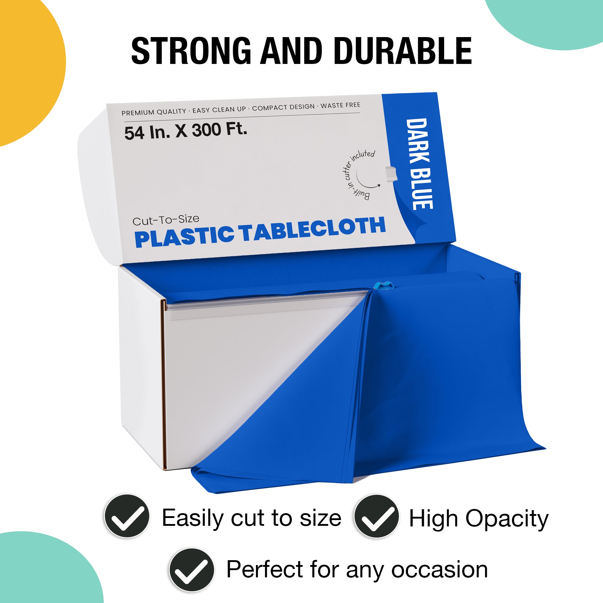 54 in. x 300 Ft. Cut To Size Table Roll | Dark Blue