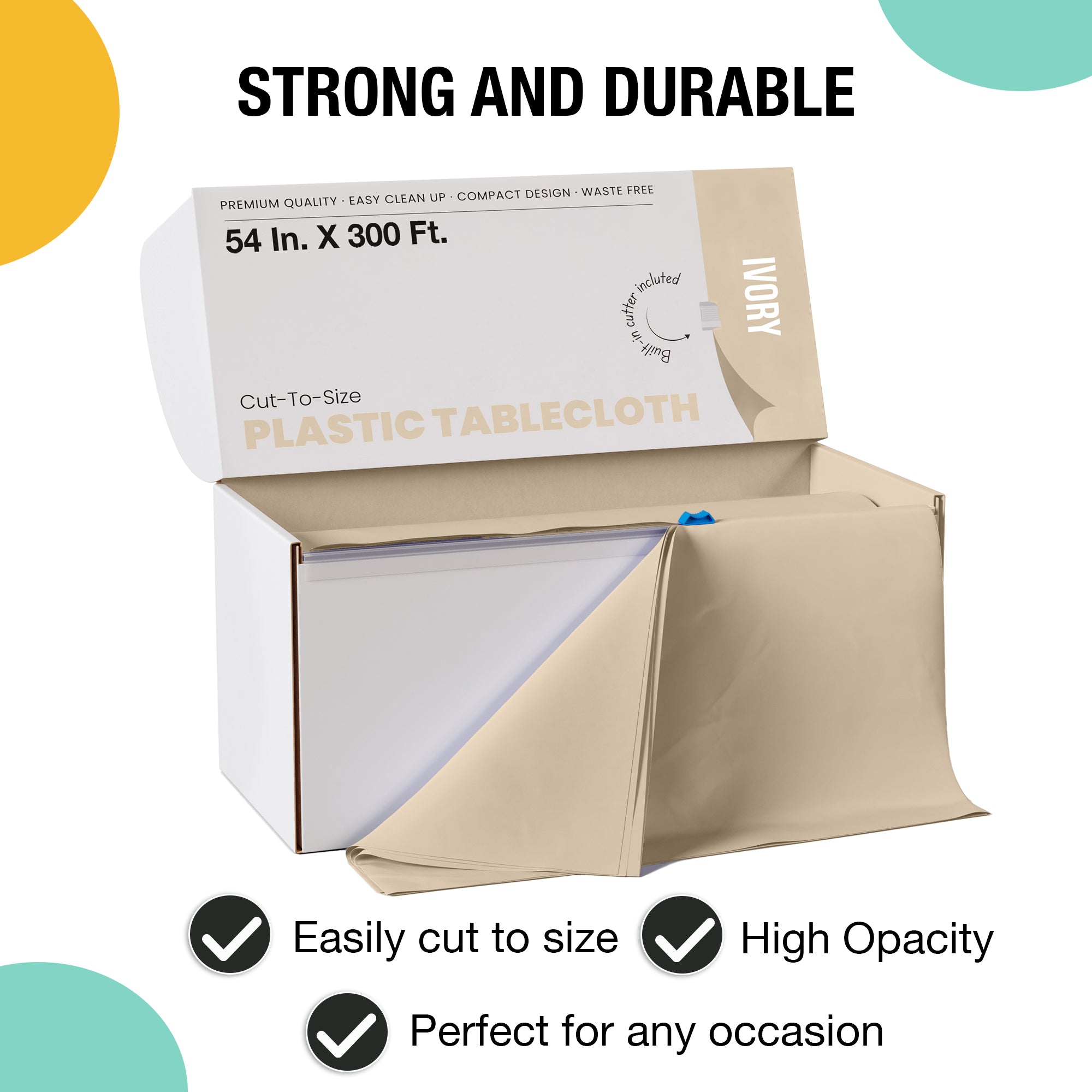 54 in. x 300 Ft. Cut To Size Table Roll | Ivory