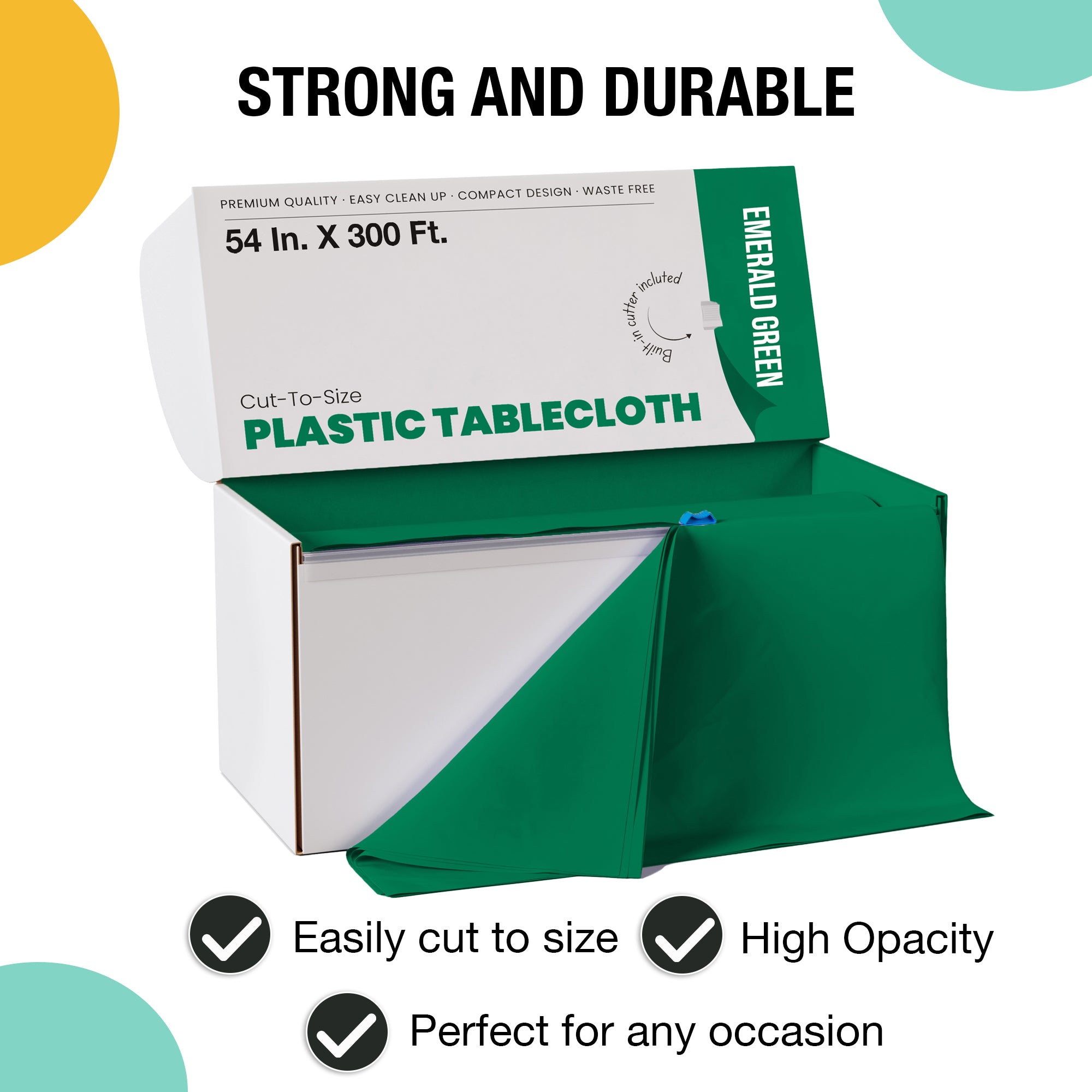 54 in. x 300 Ft. Cut To Size Table Roll | Emerald Green