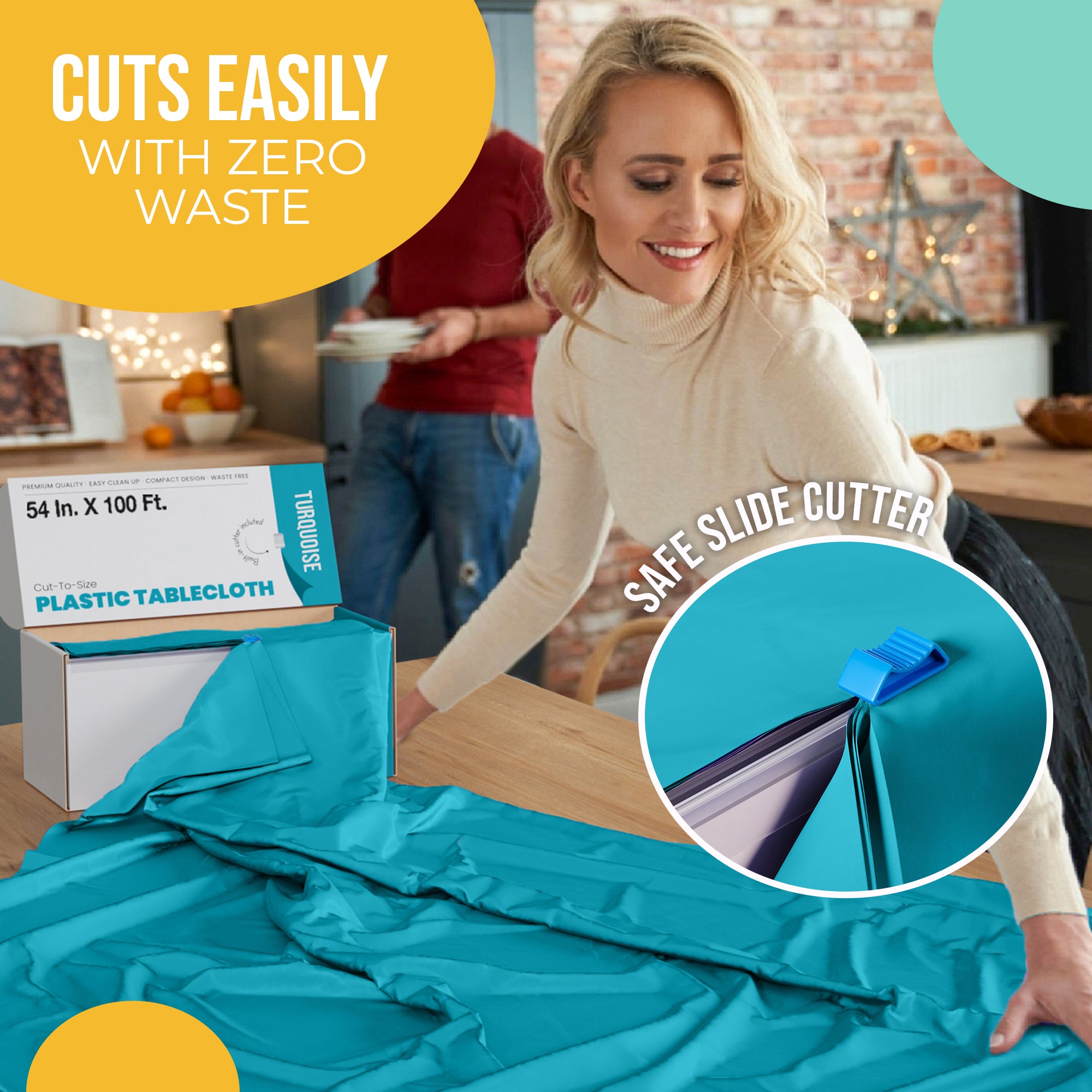 54 in. x 100 Ft. Cut To Size Table Roll | Turquoise