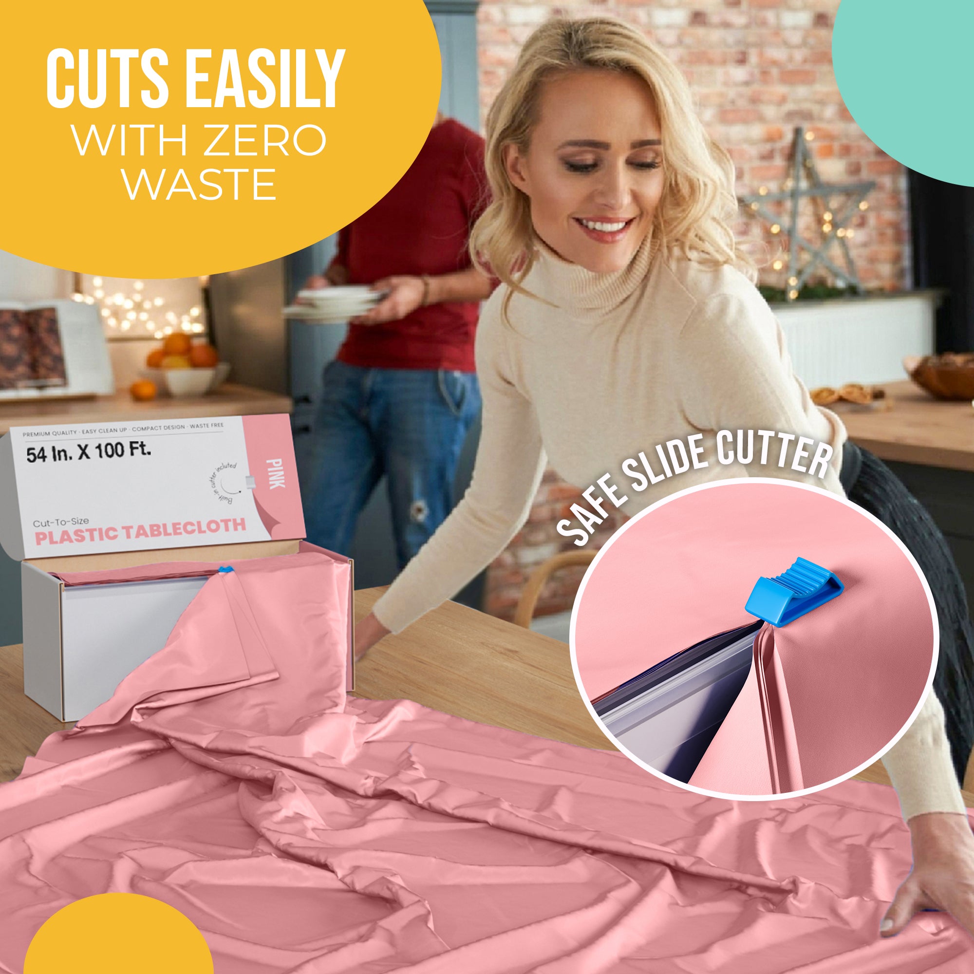 54 in. x 100 Ft. Cut To Size Table Roll  | Pink | Case of 6