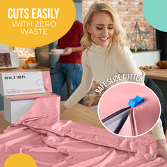 54 in. x 100 Ft. Cut To Size Table Roll  | Pink | Case of 6