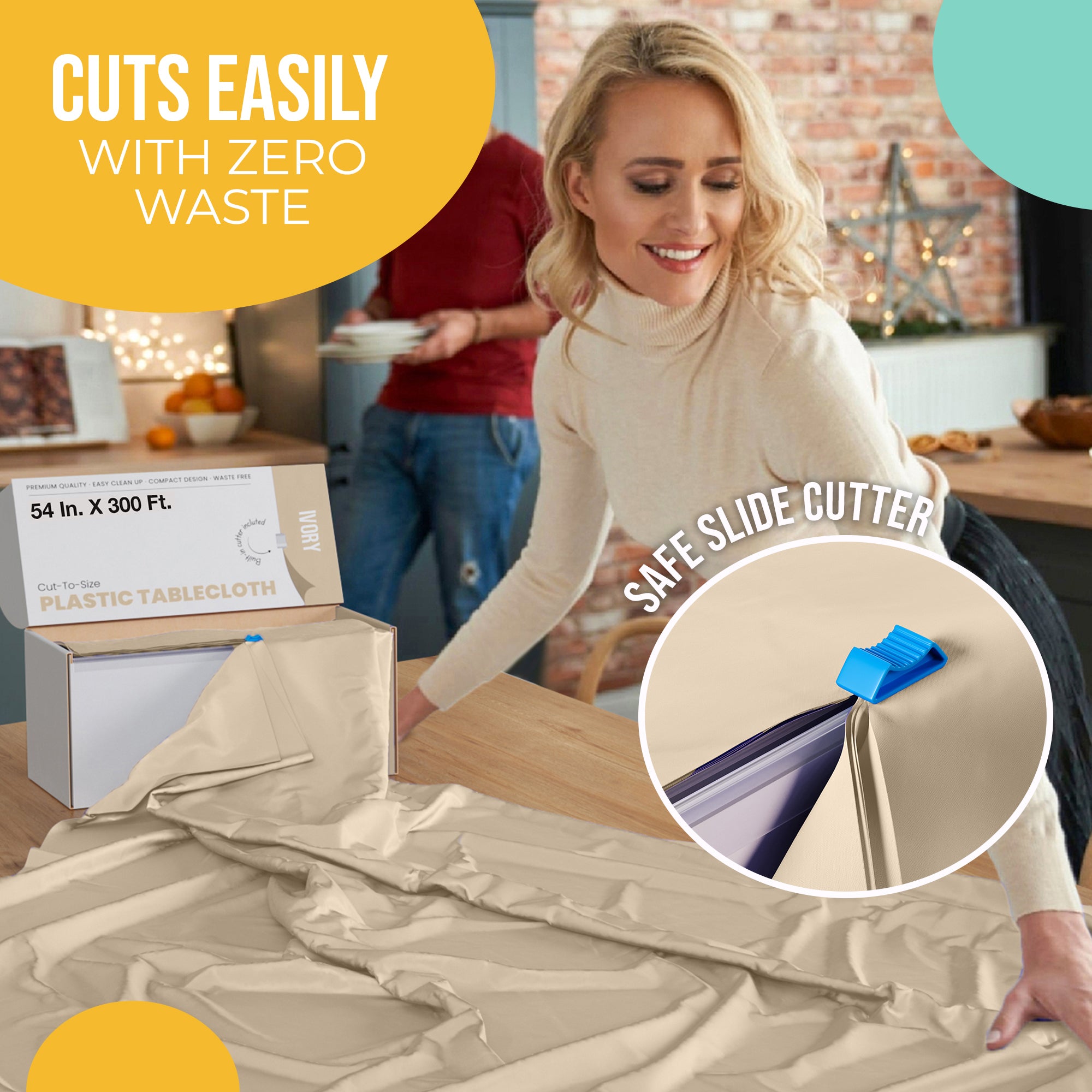 54 in. x 300 Ft. Cut To Size Table Roll | Ivory