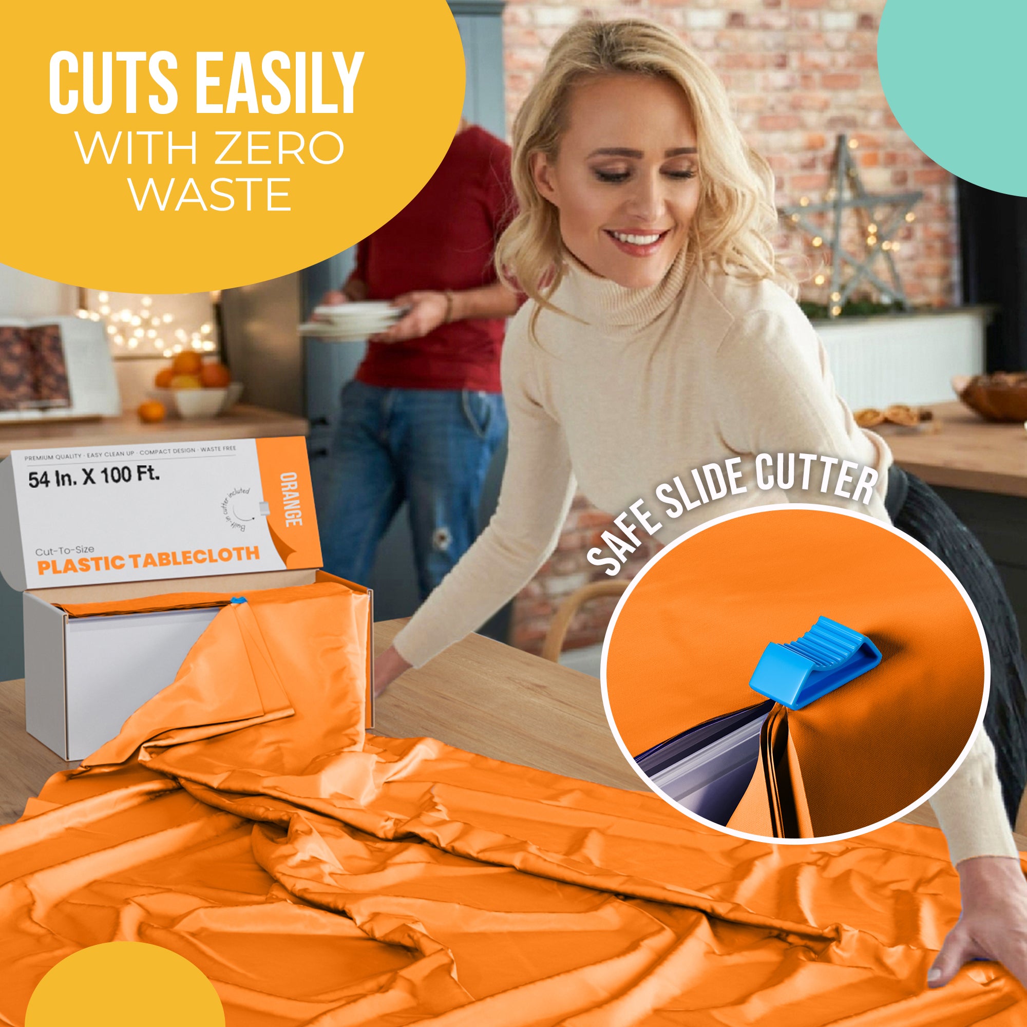 54 in. x 100 Ft. Cut To Size Table Roll  | Orange | Case of 6