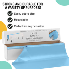 14 in. x 200 Ft. Cut To Size Light Blue Table Runner