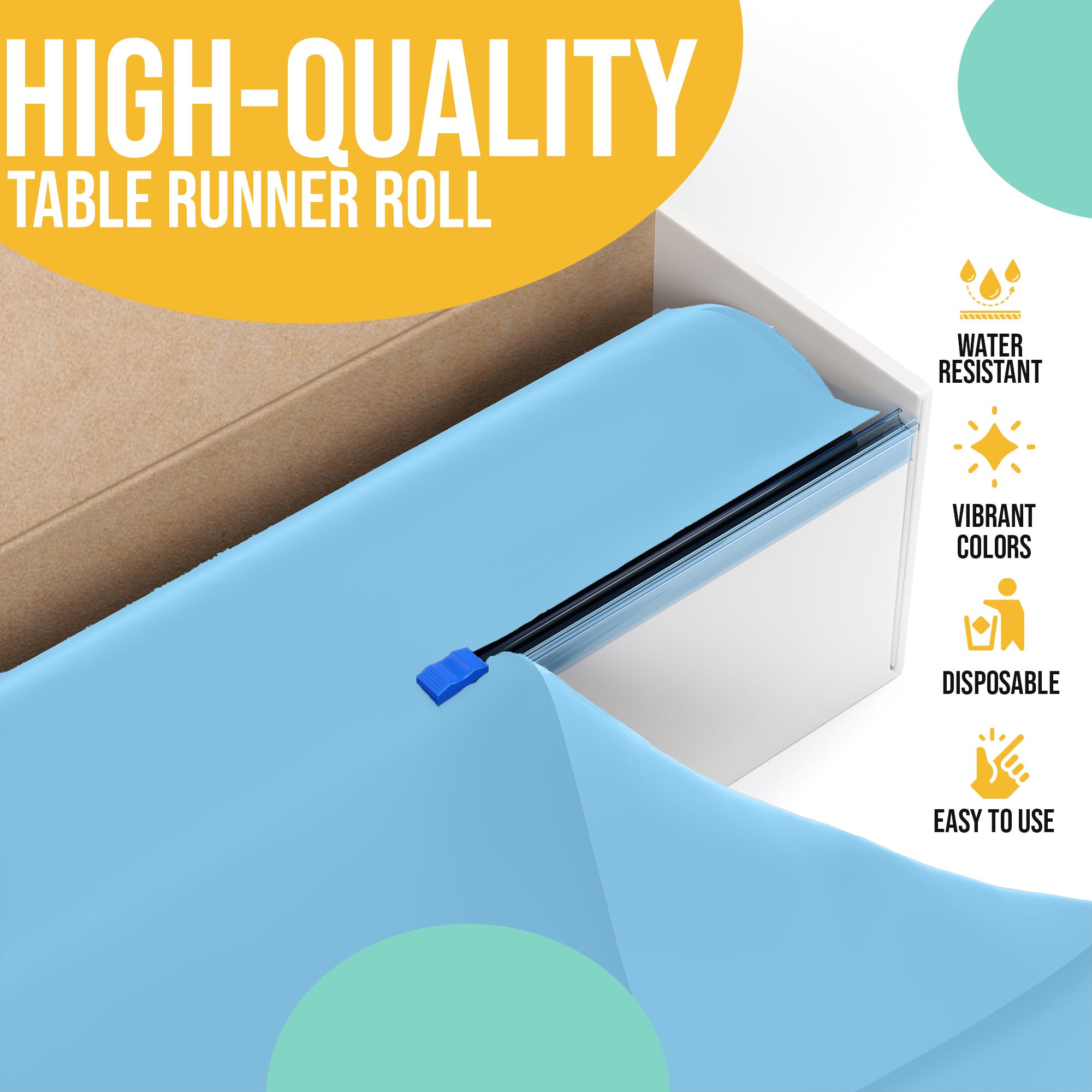 14 in. x 200 Ft. Cut To Size Light Blue Table Runner