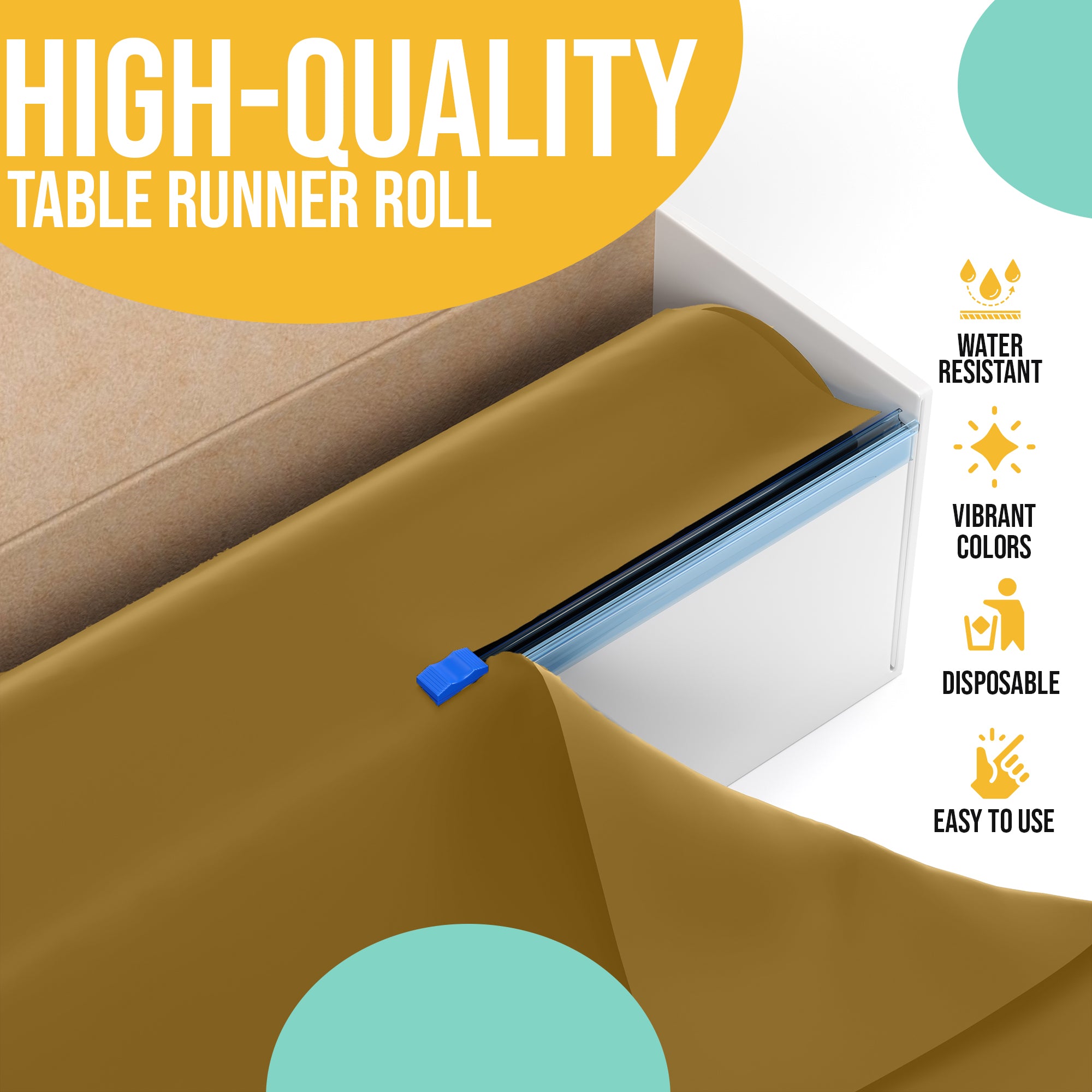 14 in. x 200 Ft. Cut To Size Gold Table Runner